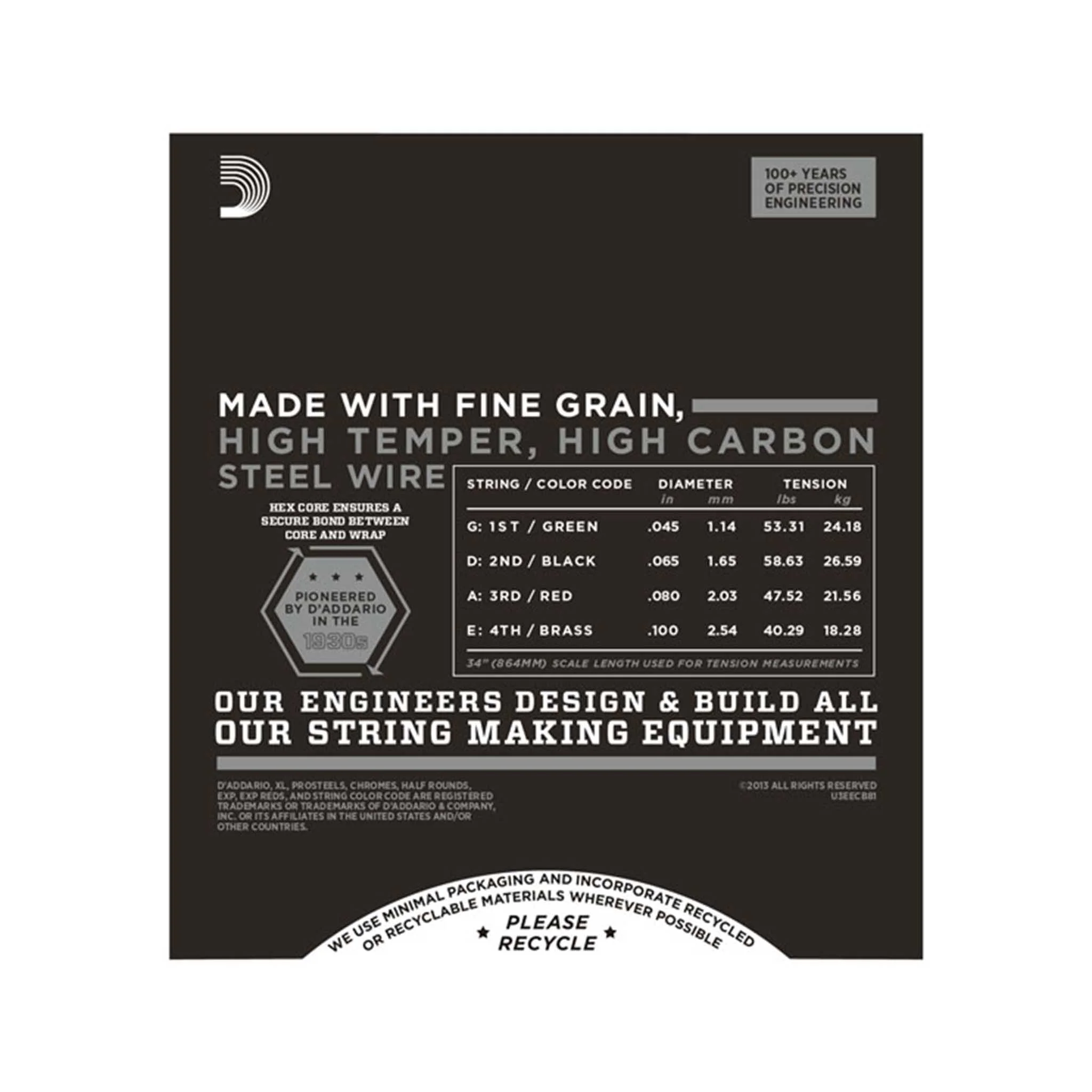 D'Addario ECB81 Chrome Bass Guitar Strings, 45-100, Long Scale - Image 3