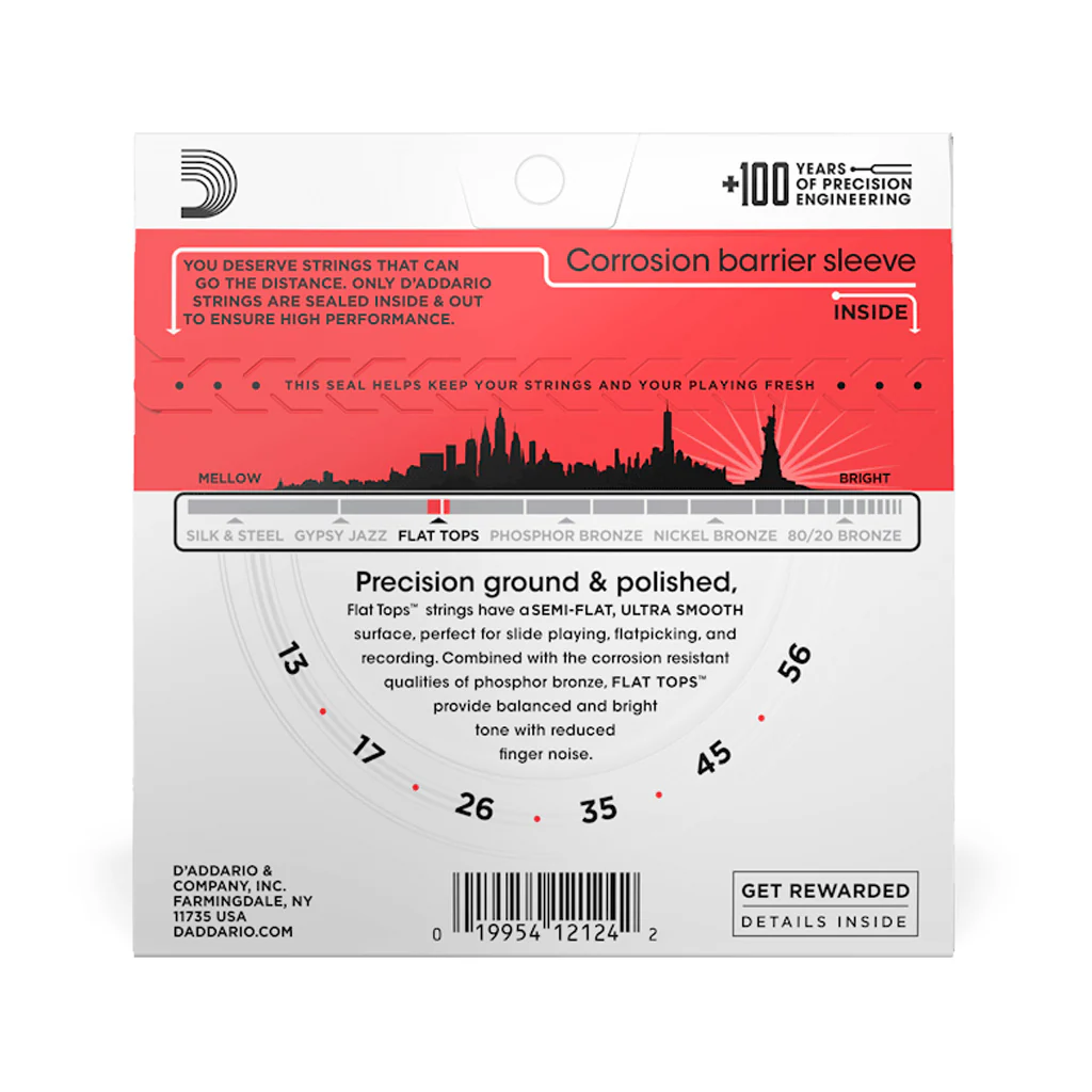 D'Addario EFT17 Flat Tops Phosphor Bronze Acoustic Guitar Strings, Medium, 13-56 - Image 3