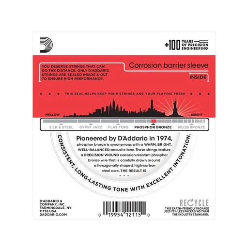 D'Addario EJ17 Phosphor Bronze Acoustic Guitar Strings, Medium, 13-56 - Image 3
