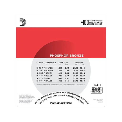 D'Addario EJ17 Phosphor Bronze Acoustic Guitar Strings, Medium, 13-56 - Image 4