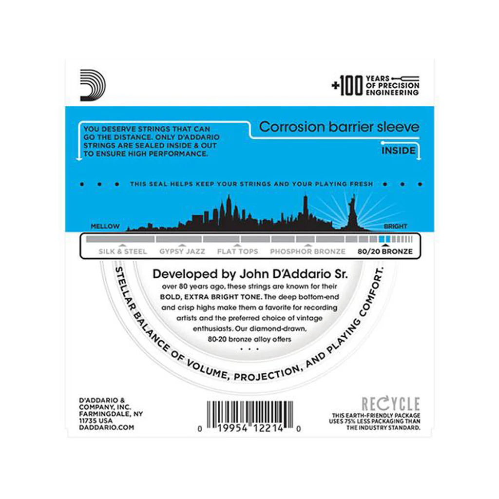 D'Addario EJ36 80/20 12-Strings Bronze Acoustic Guitar Strings, Light, 10-47 - Image 2