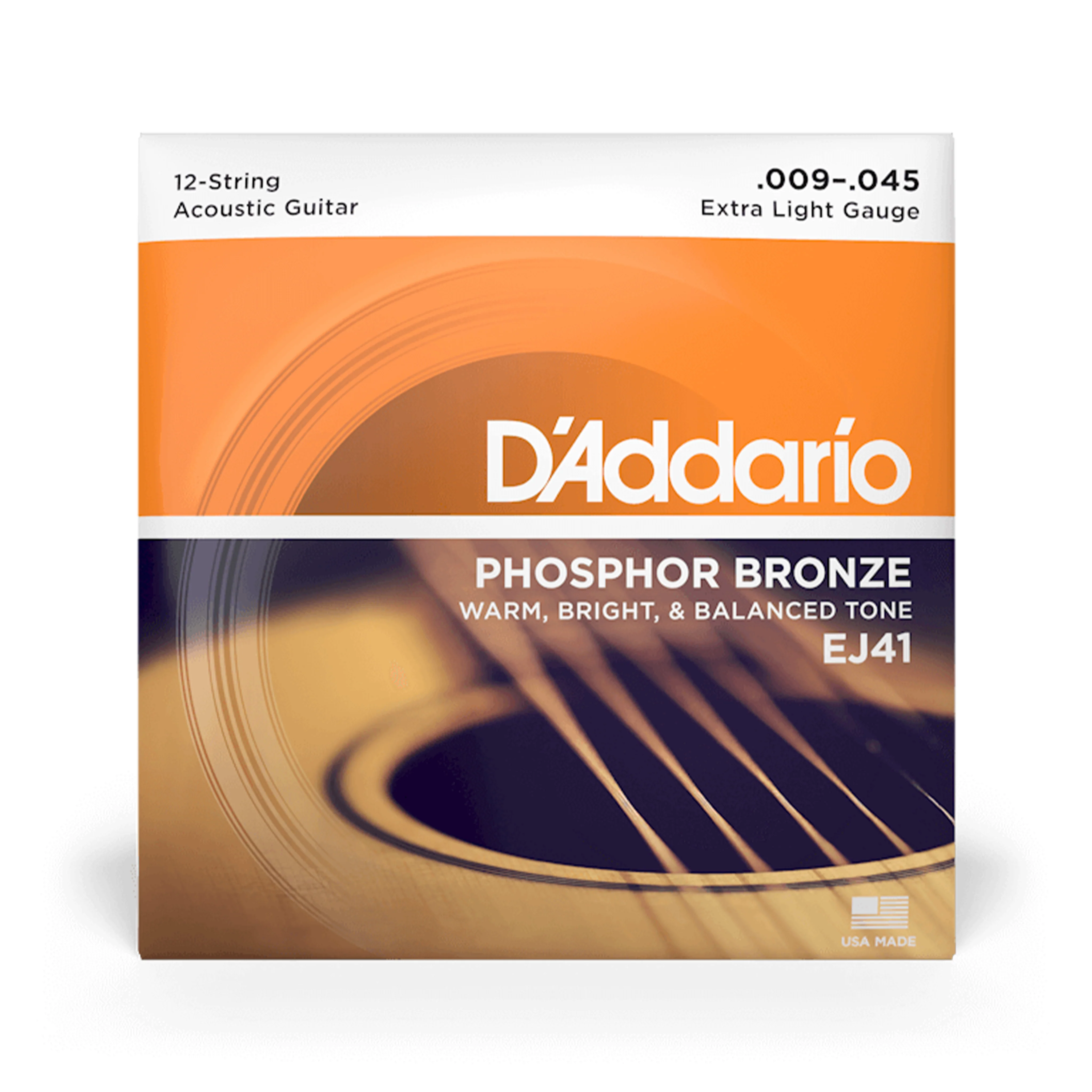 D'Addario EJ41 Phosphor Bronze Acoustic Guitar Strings, 12-String, Extra Light, 9-45