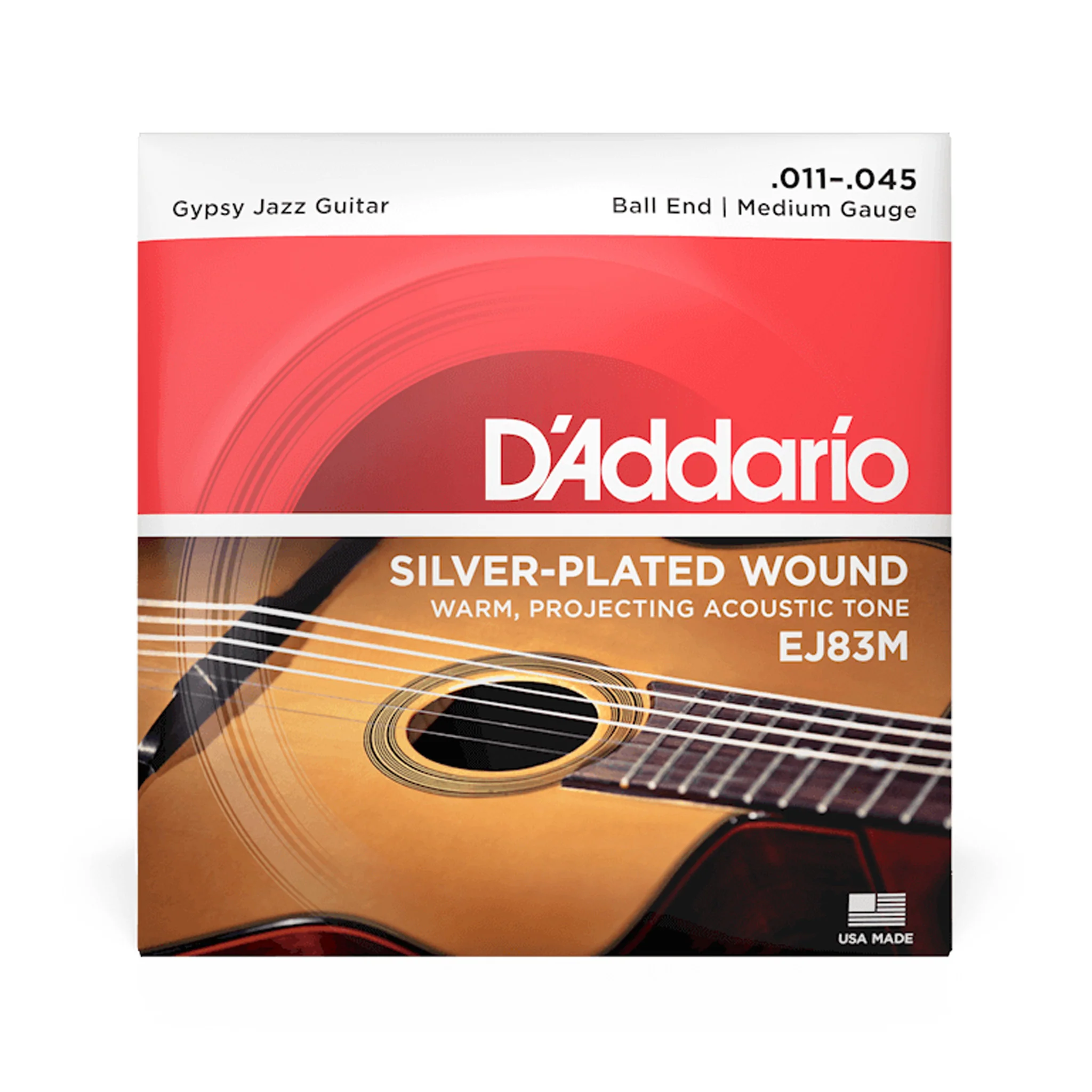 D'Addario EJ83M Gypsy Jazz Acoustic Guitar Strings, Medium Ball End, 11-45