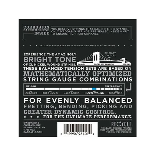 D'Addario EXL110BT Nickel Wound Electric Guitar Strings, Balanced Tension Regular Light, 10-46 - Image 2
