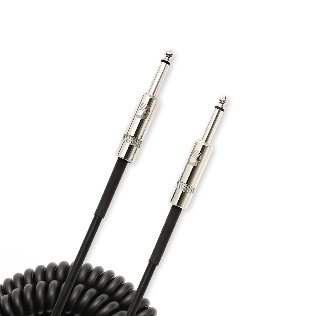 D'Addario PW-CDG-30BK Coiled Straight to Straight Instrument Cable, 30 Feet, Black - Image 2