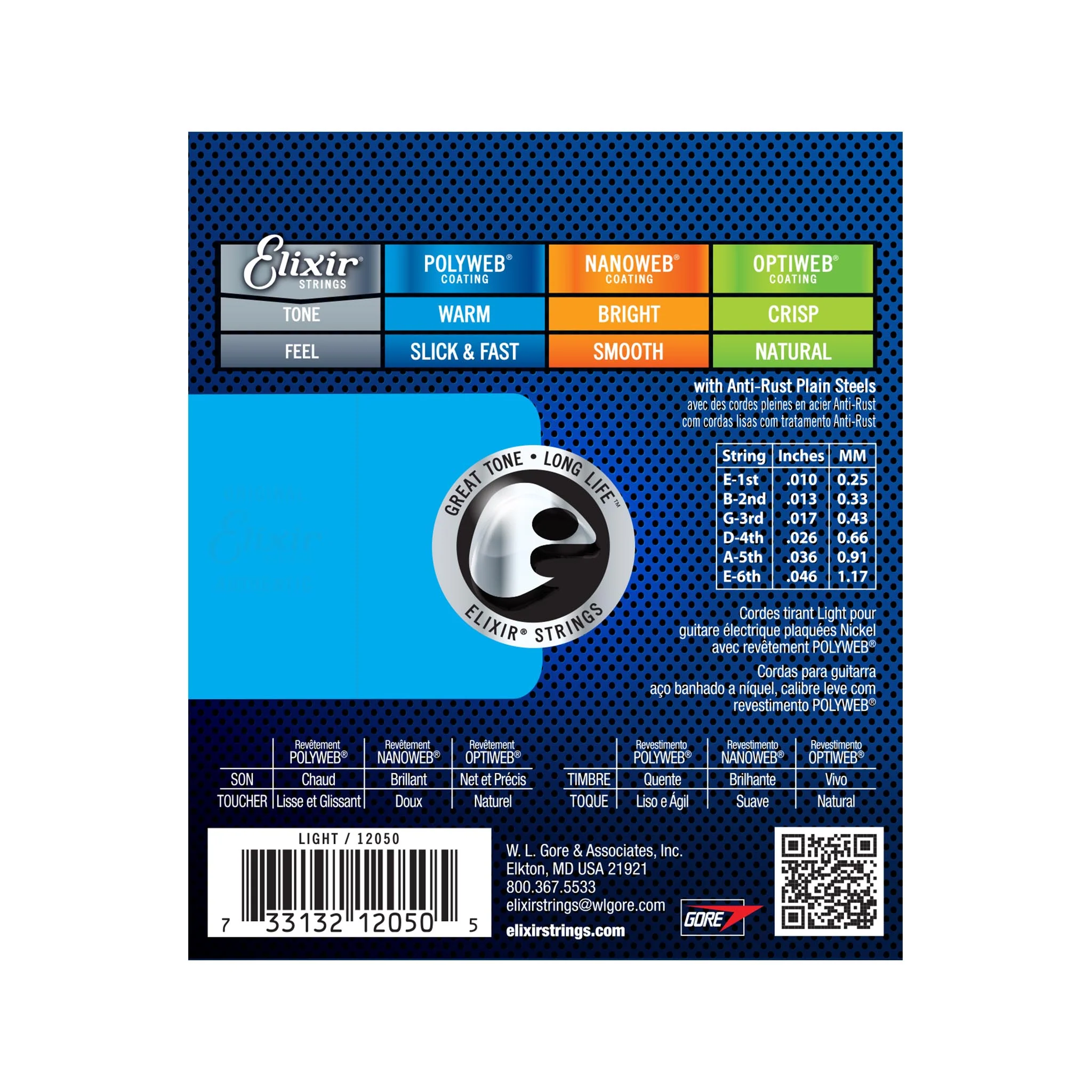 Elixir 12050 Polyweb Electric Guitar Strings, Light, 10-46 - Image 2