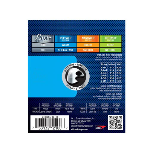 Elixir 12100 Polyweb Electric Guitar Strings, Medium, 11-49 - Image 2