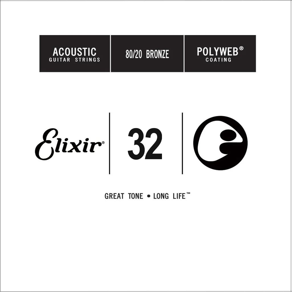 Elixir 13132 Polyweb 80/20 Bronze Acoustic Guitar Single String, .032
