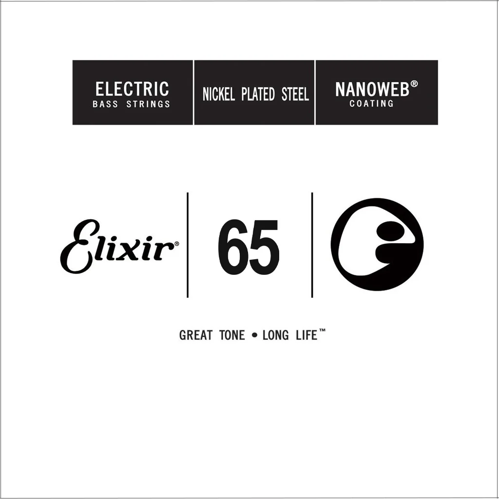 Elixir 15365 Nanoweb Nickel Plated Steel Bass Guitar Single String, Long Scale, .065