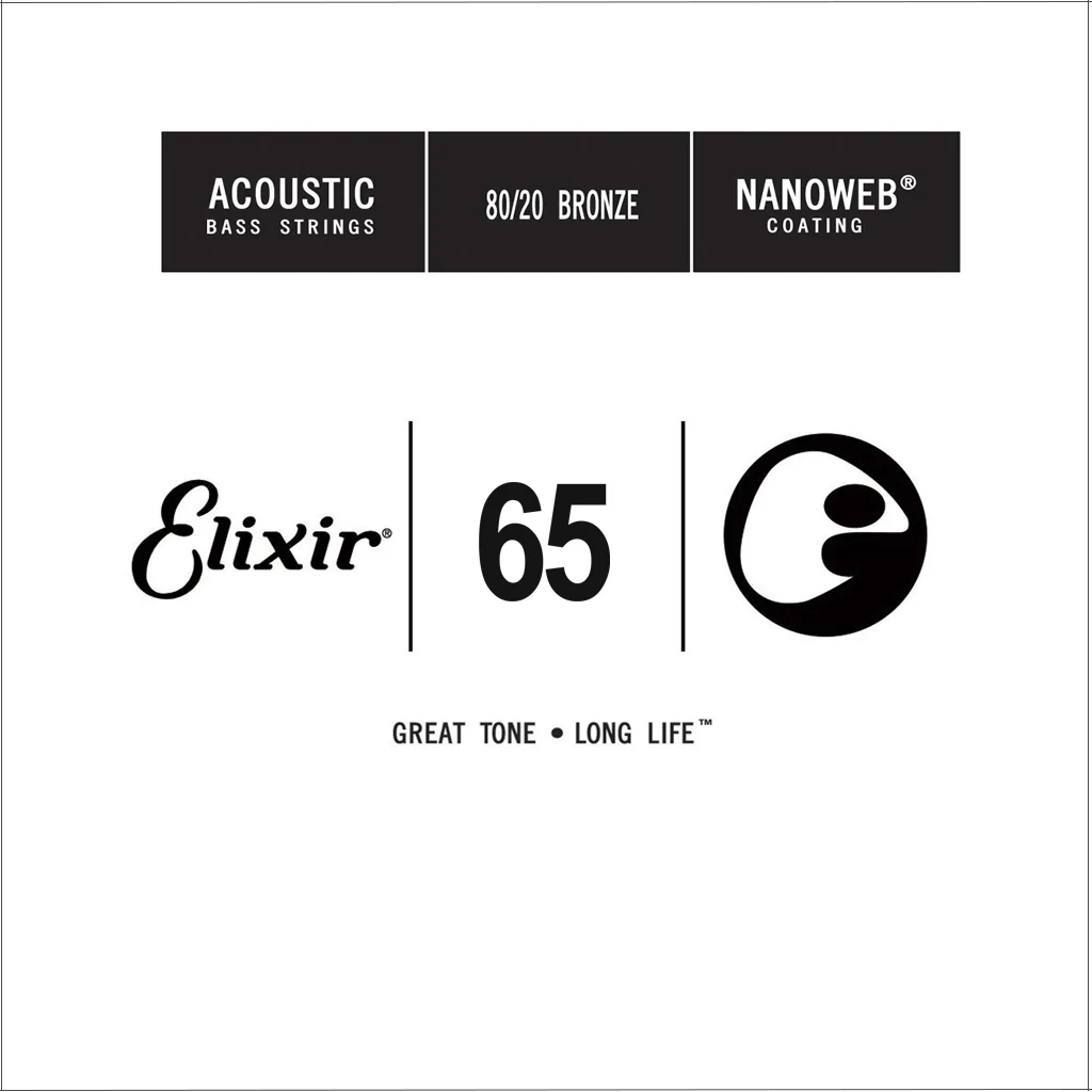 Elixir 15765 Nanoweb 80/20 Bronze Acoustic Bass Guitar Single String, .065