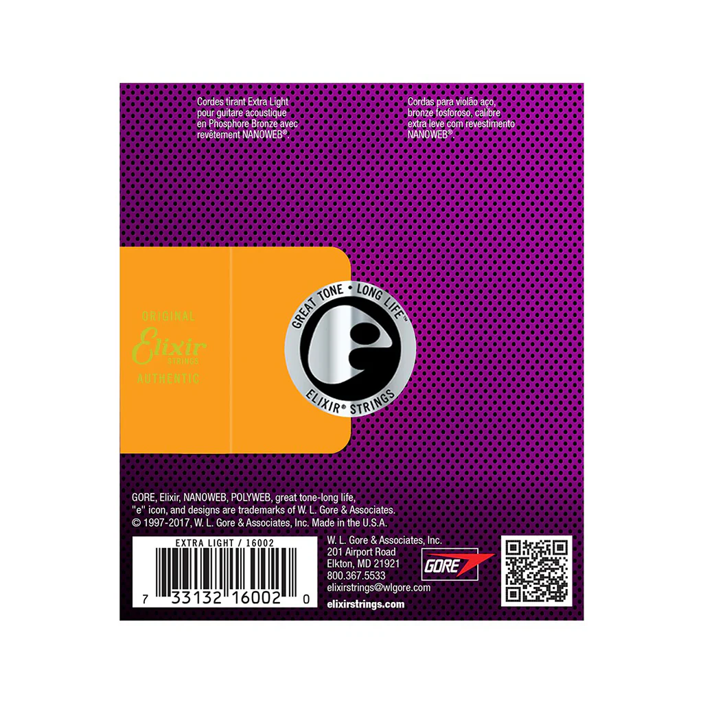 Elixir 16002 Nanoweb Phosphor Bronze Acoustic Guitar Strings, Extra Light, 10-47 - Image 2