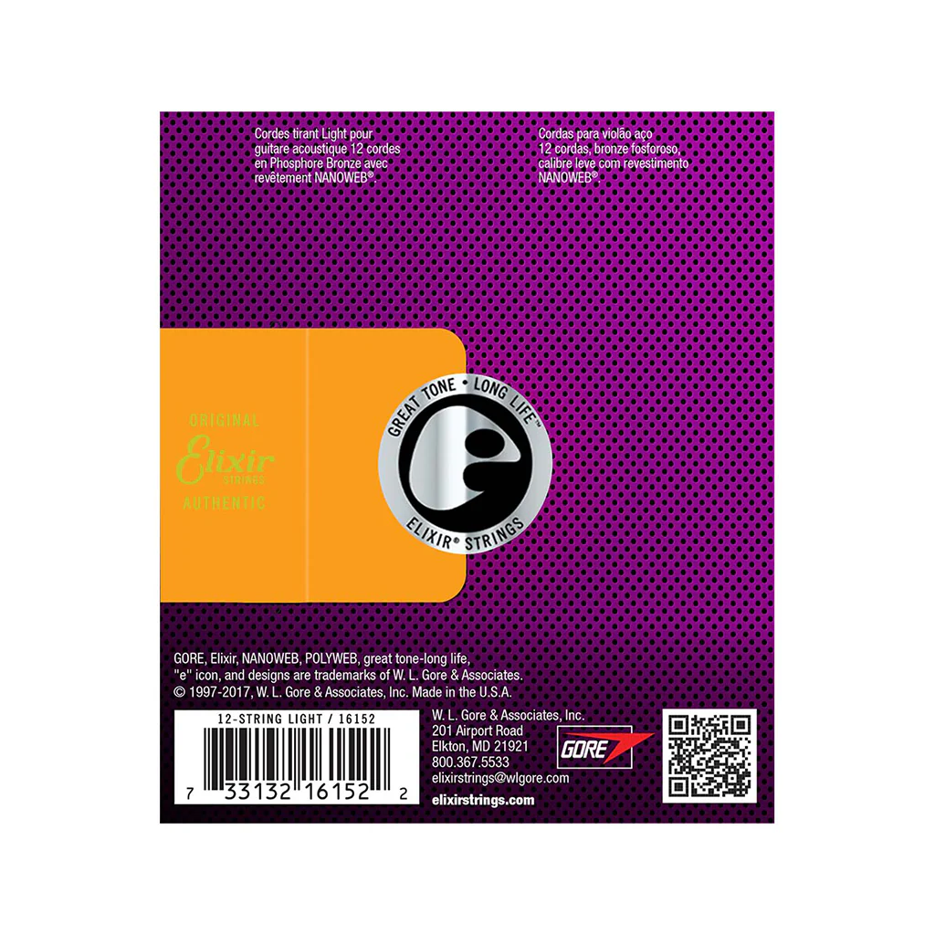 Elixir 16152 Nanoweb Phosphor Bronze Acoustic Guitar Strings, 12-String Light, 10-47 - Image 2