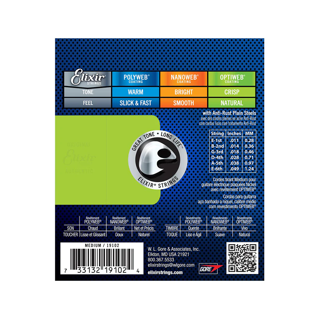 Elixir 19102 Optiweb Electric Guitar Strings, Medium, 11-49 - Image 2