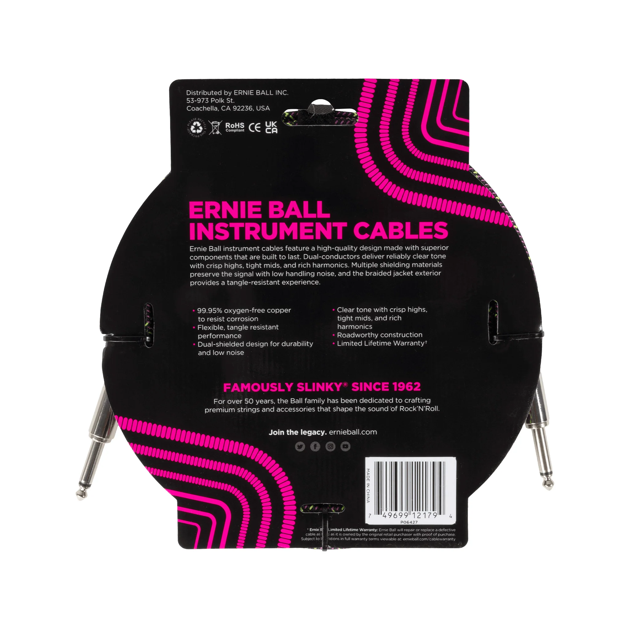 Ernie Ball 10FT Straight / Straight Braided Instrument Cable, Purple Python - Image 2