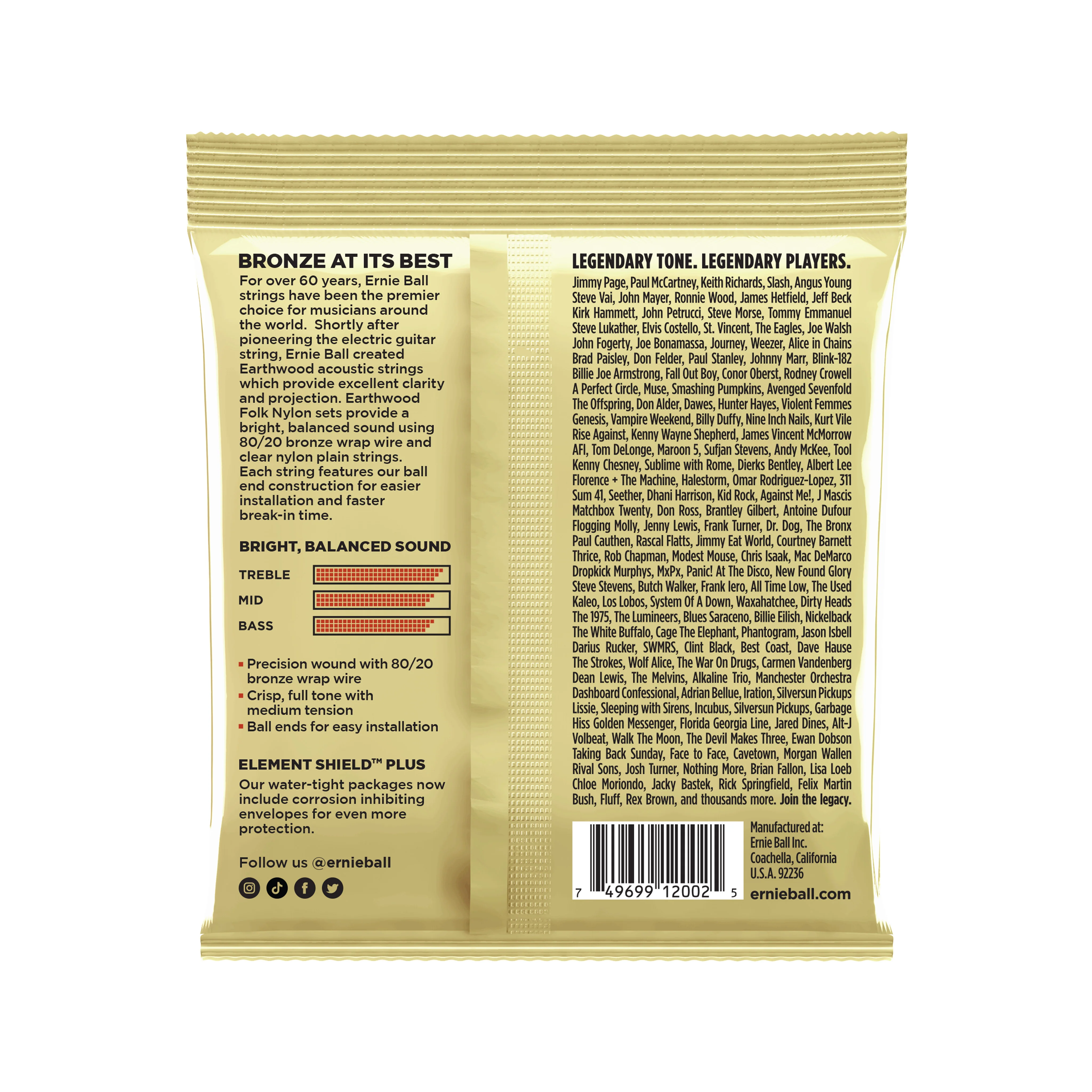 Ernie Ball Earthwood Medium 80/20 Bronze Acoustic Guitar Strings, 13-56 - Image 2