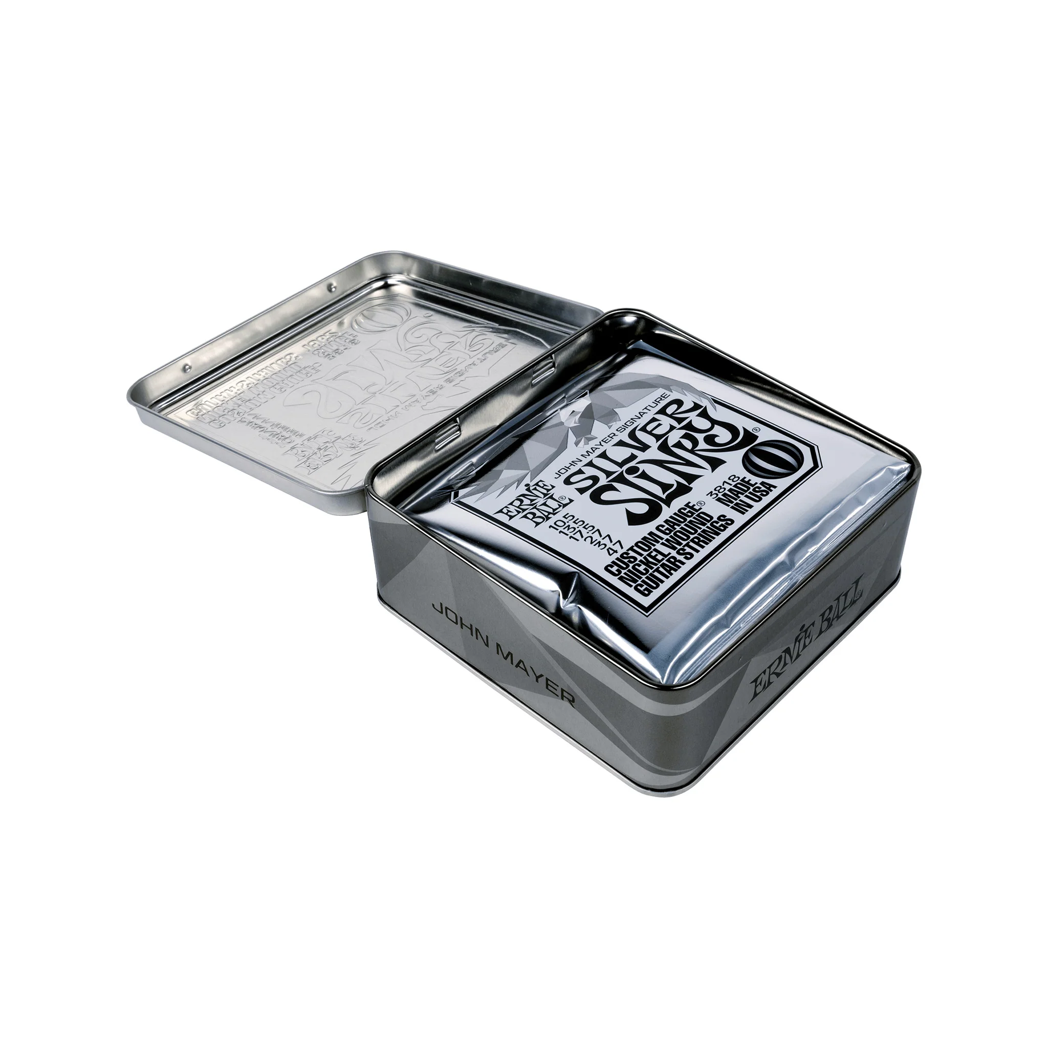 Ernie Ball John Mayer Silver Slinky Nickel Wound Electric Guitar Strings, 10.5-47, 3-Pack Tin - Image 2