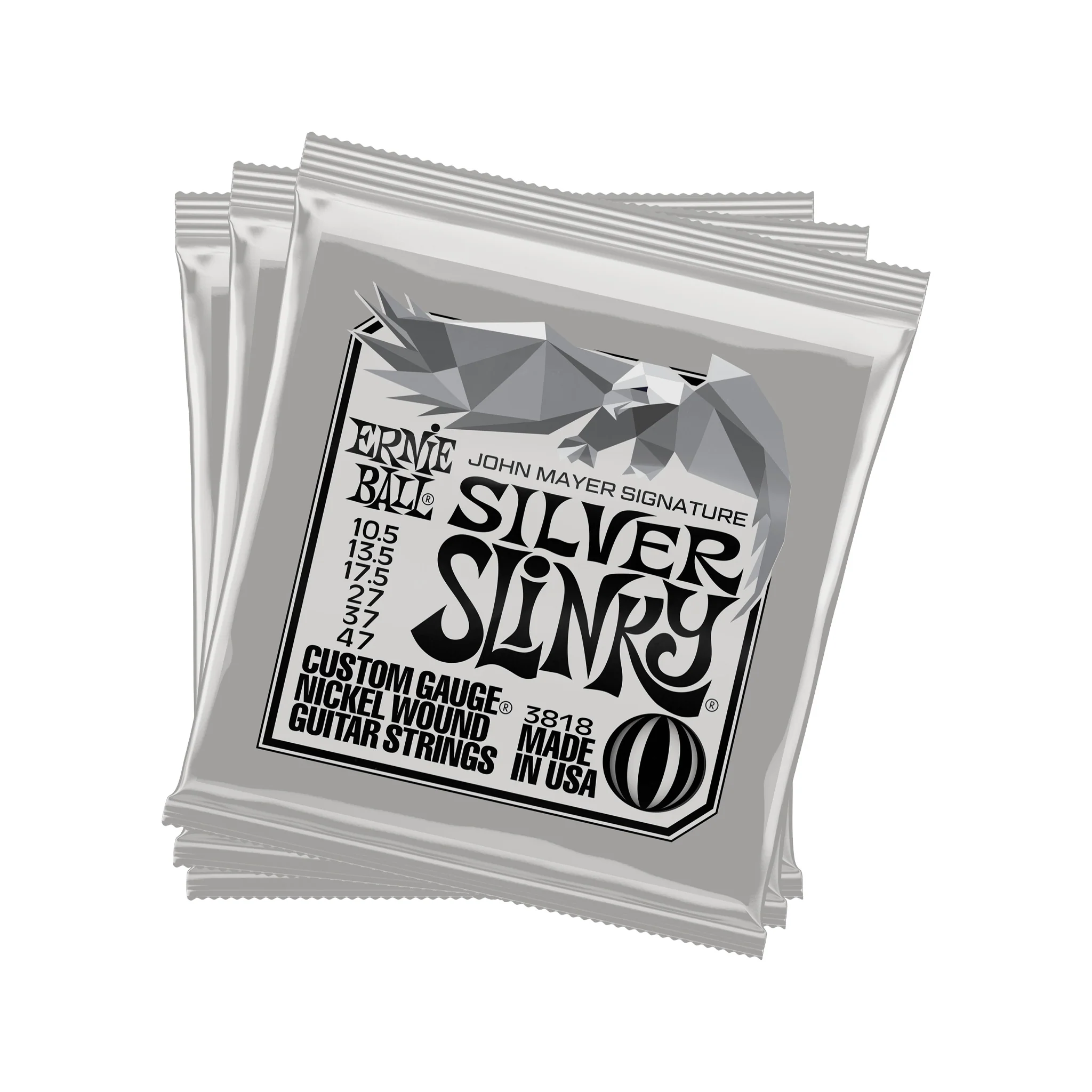 Ernie Ball John Mayer Silver Slinky Nickel Wound Electric Guitar Strings, 10.5-47, 3-Pack Tin - Image 4