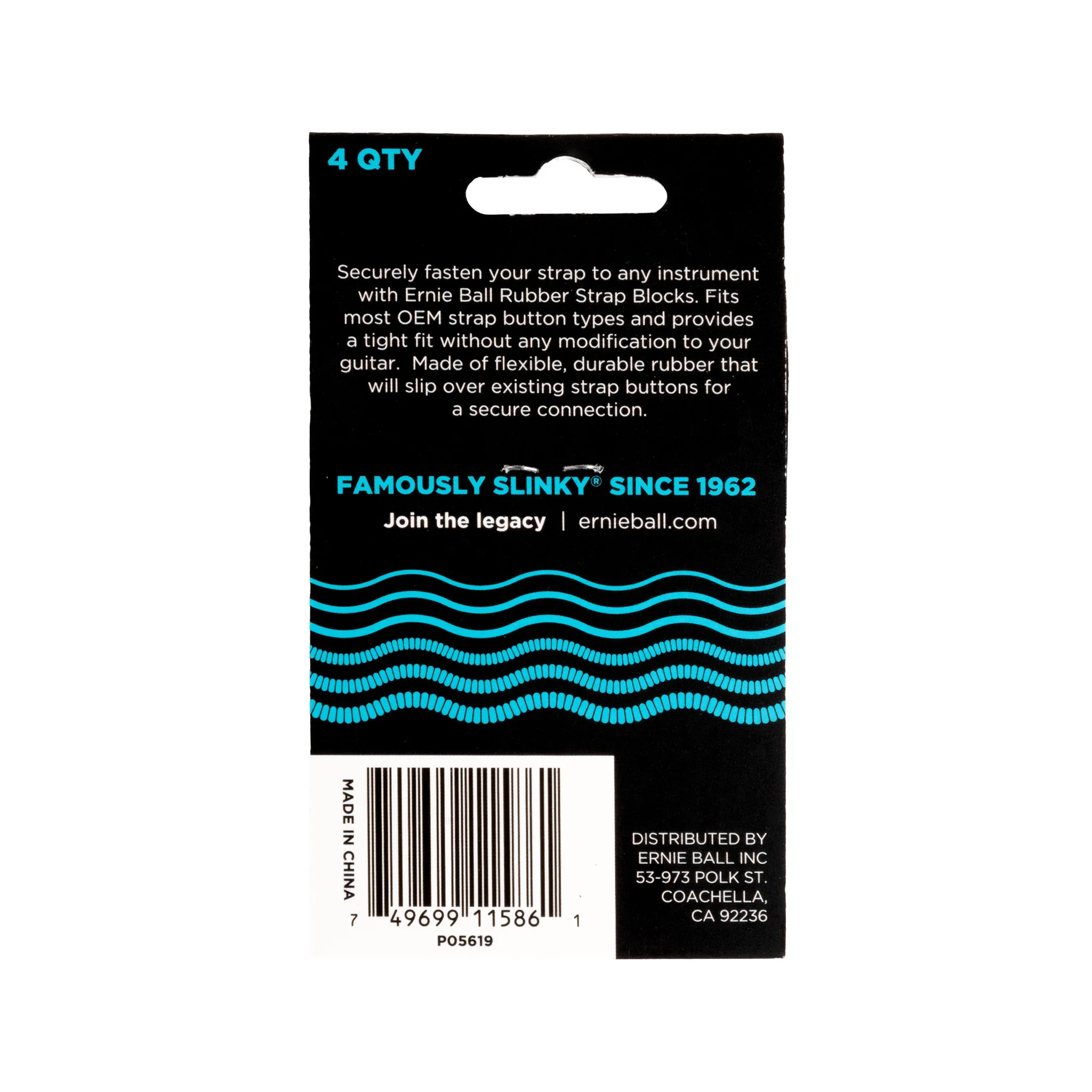 Ernie Ball Rubber Strap Blocks, 4-Pack, Blue - Image 2