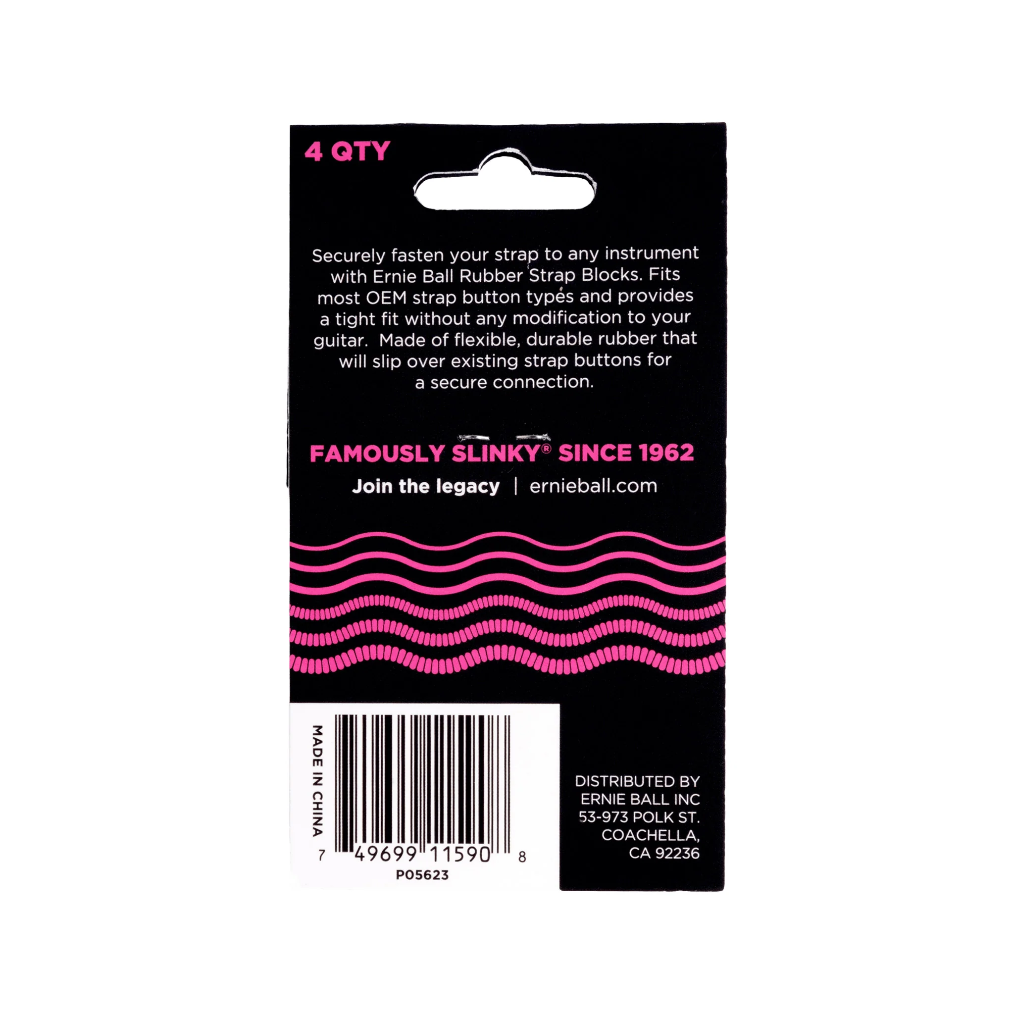 Ernie Ball Rubber Strap Blocks, 4-Pack, Pink - Image 2