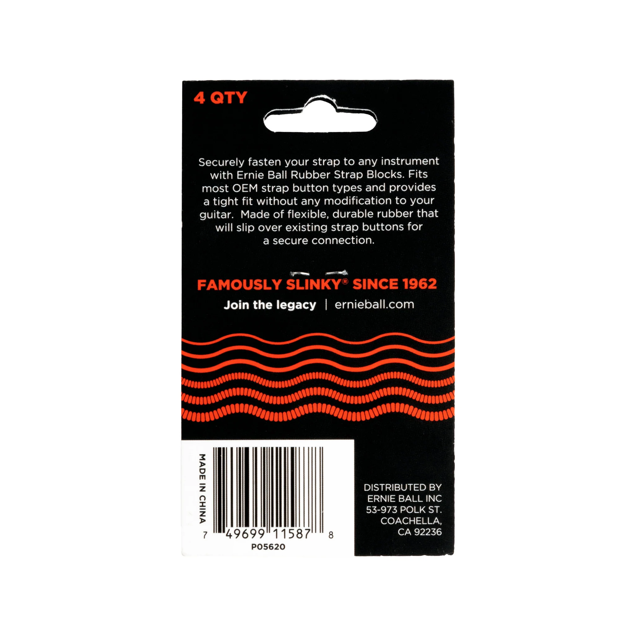 Ernie Ball Rubber Strap Blocks, 4-Pack, Red - Image 2