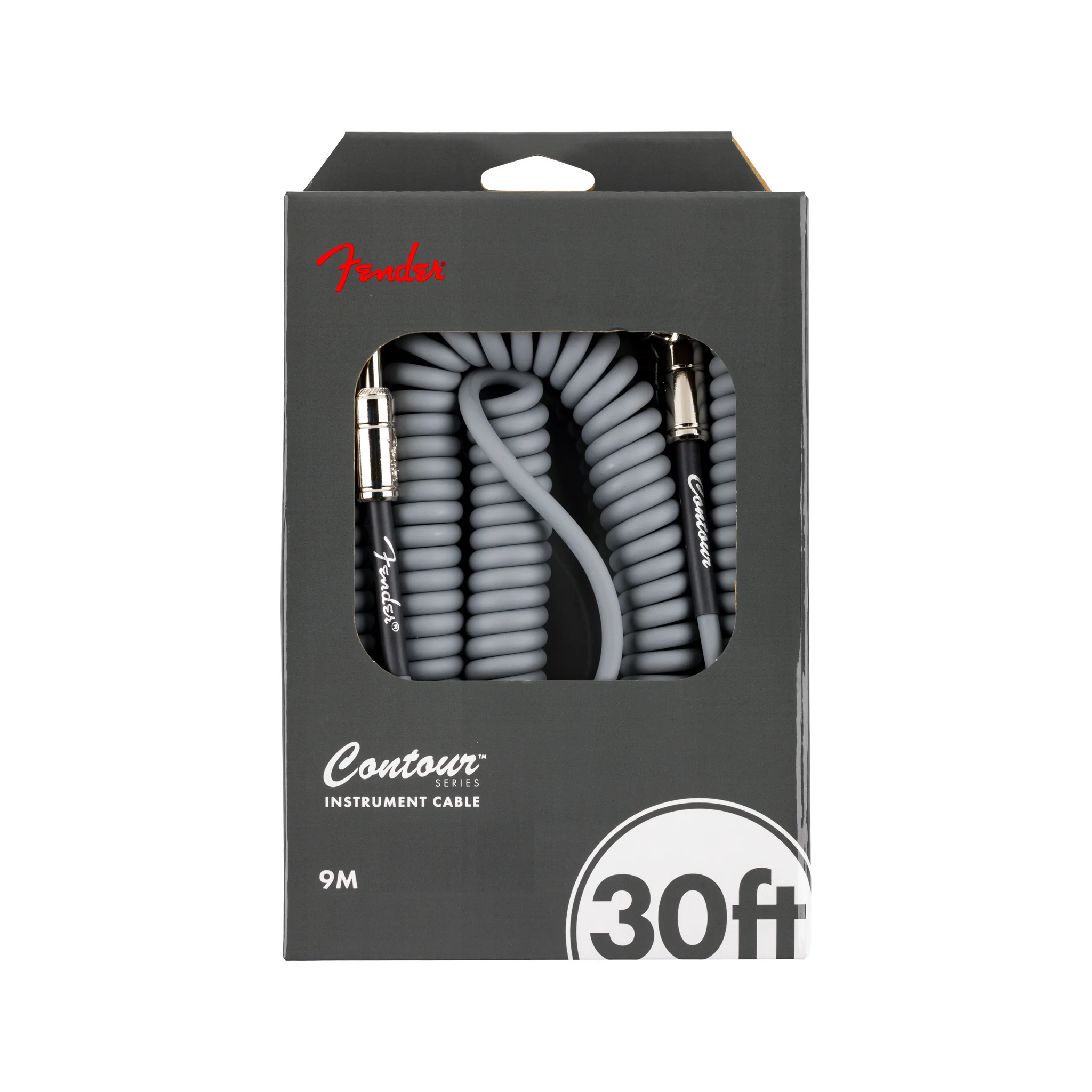 Fender 30FT Contour Series Coil Instrument Cable, Inca Silver