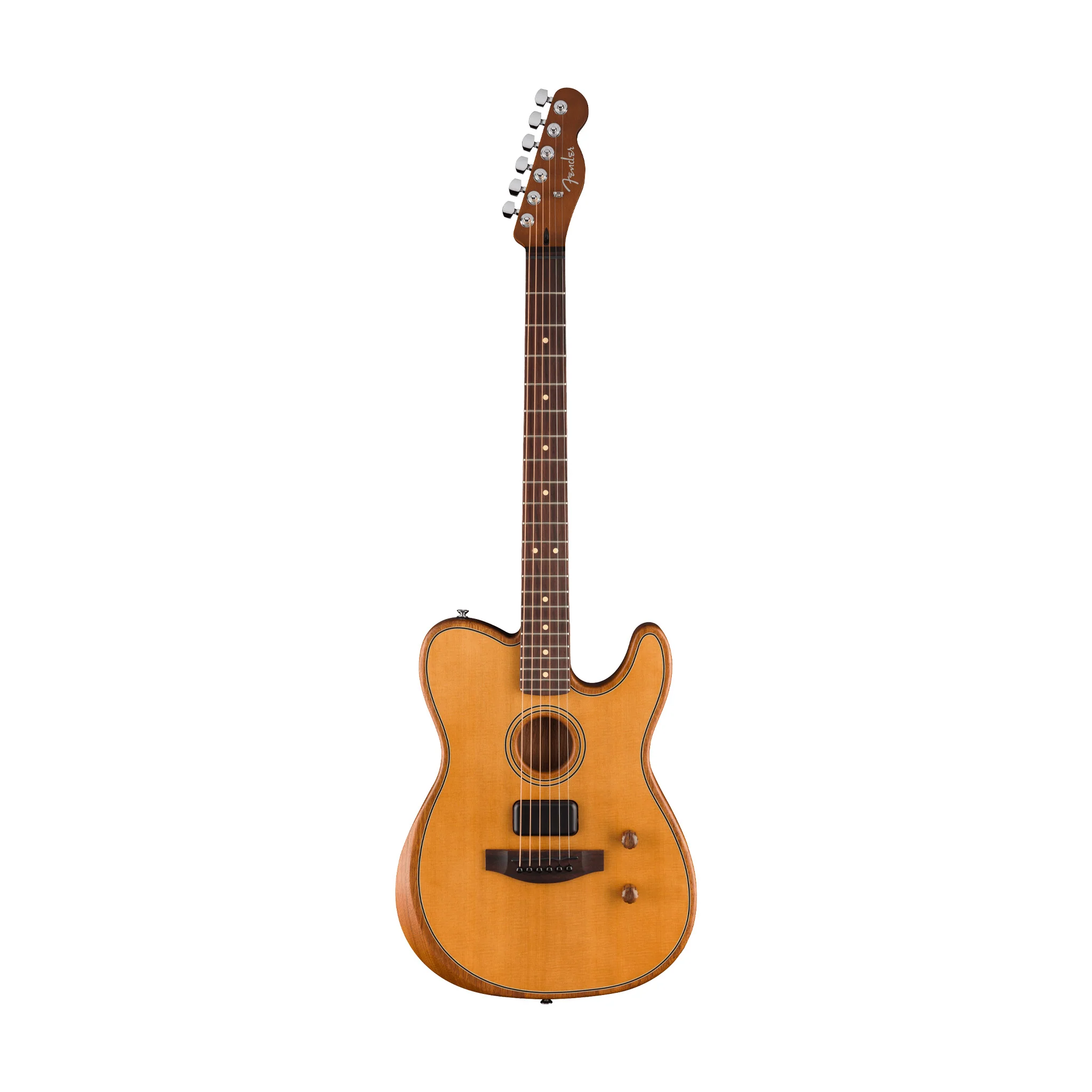 Fender Acoustasonic Standard Telecaster Electric Guitar, RW FB, Aged Natural