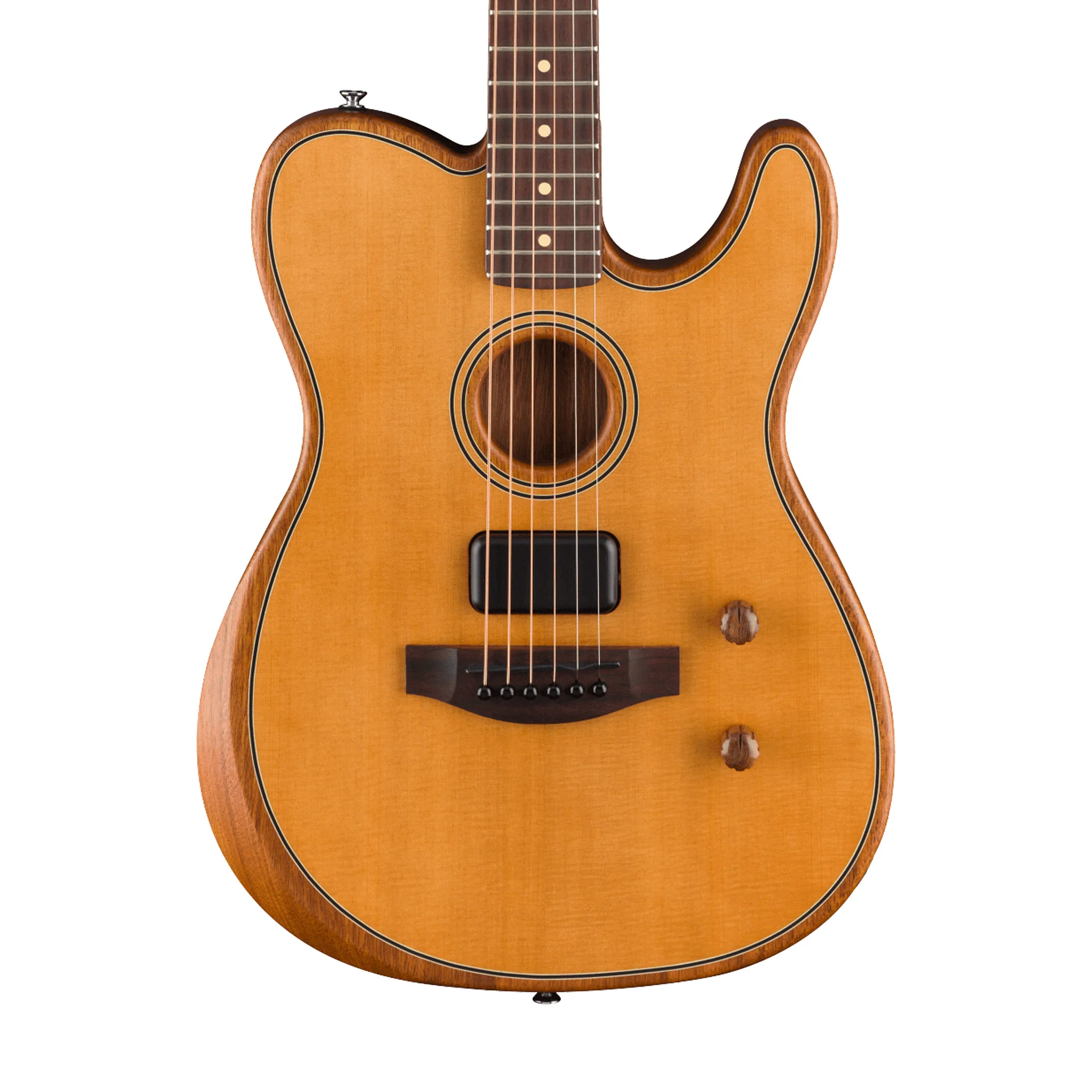 Fender Acoustasonic Standard Telecaster Electric Guitar, RW FB, Aged Natural - Image 3
