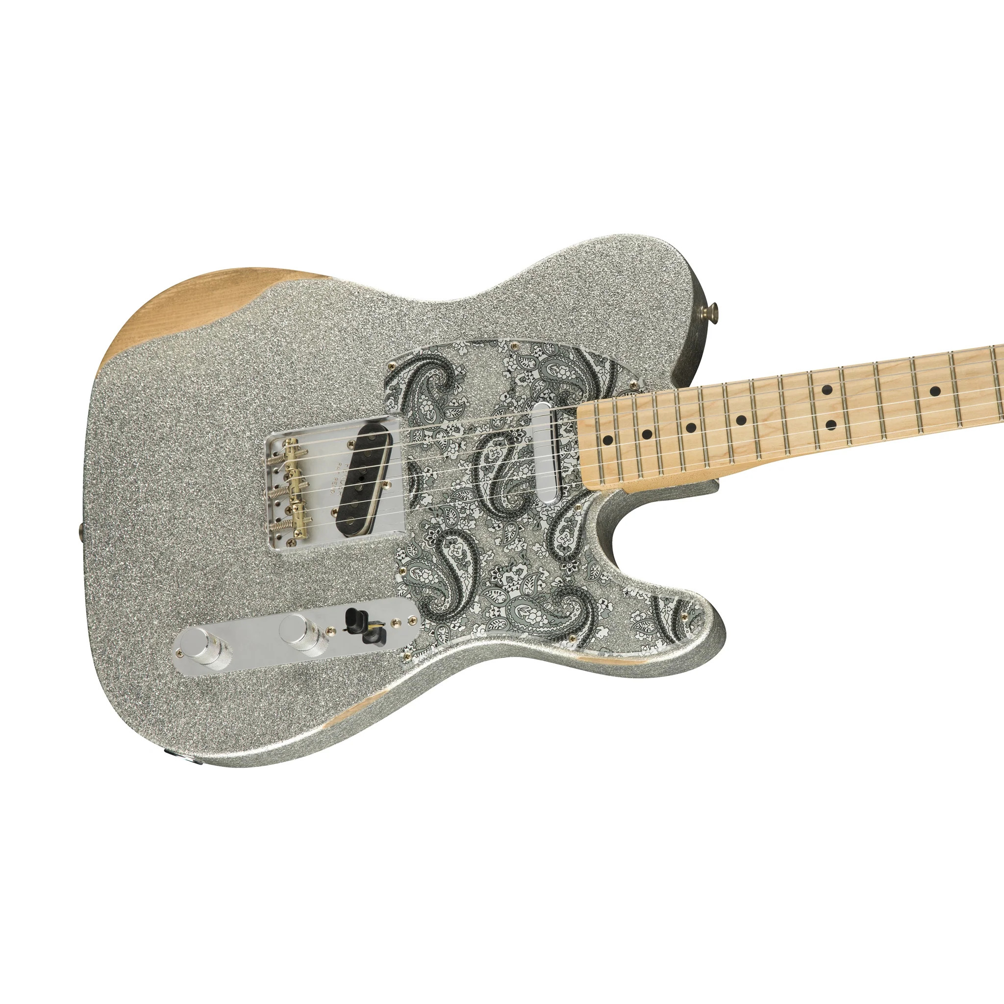 Fender Brad Paisley Road Worn Telecaster Electric Guitar, Maple FB, Silver Sparkle - Image 3