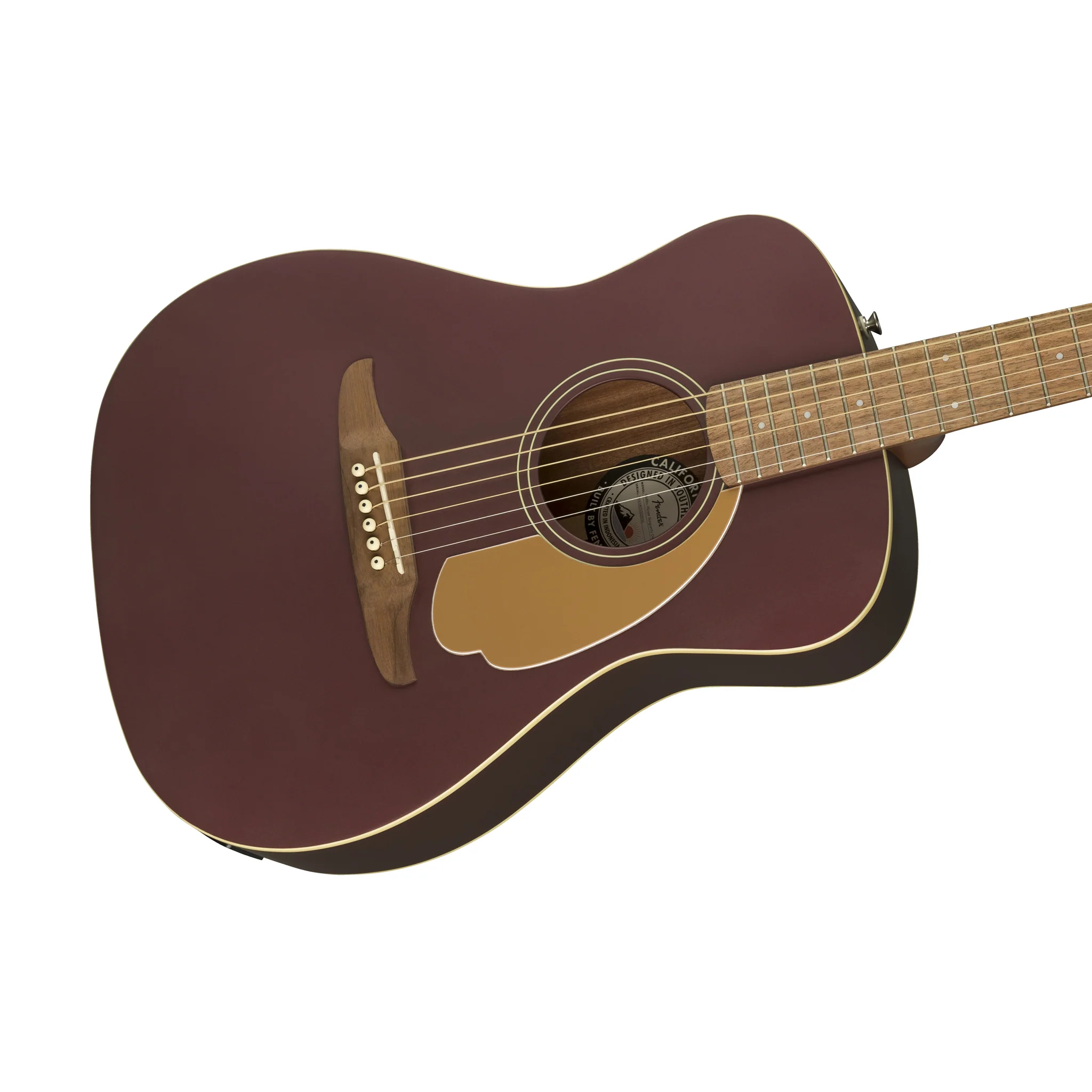 Fender California Malibu Player Small-Bodied Acoustic Guitar, Walnut FB, Burgundy Satin - Image 4