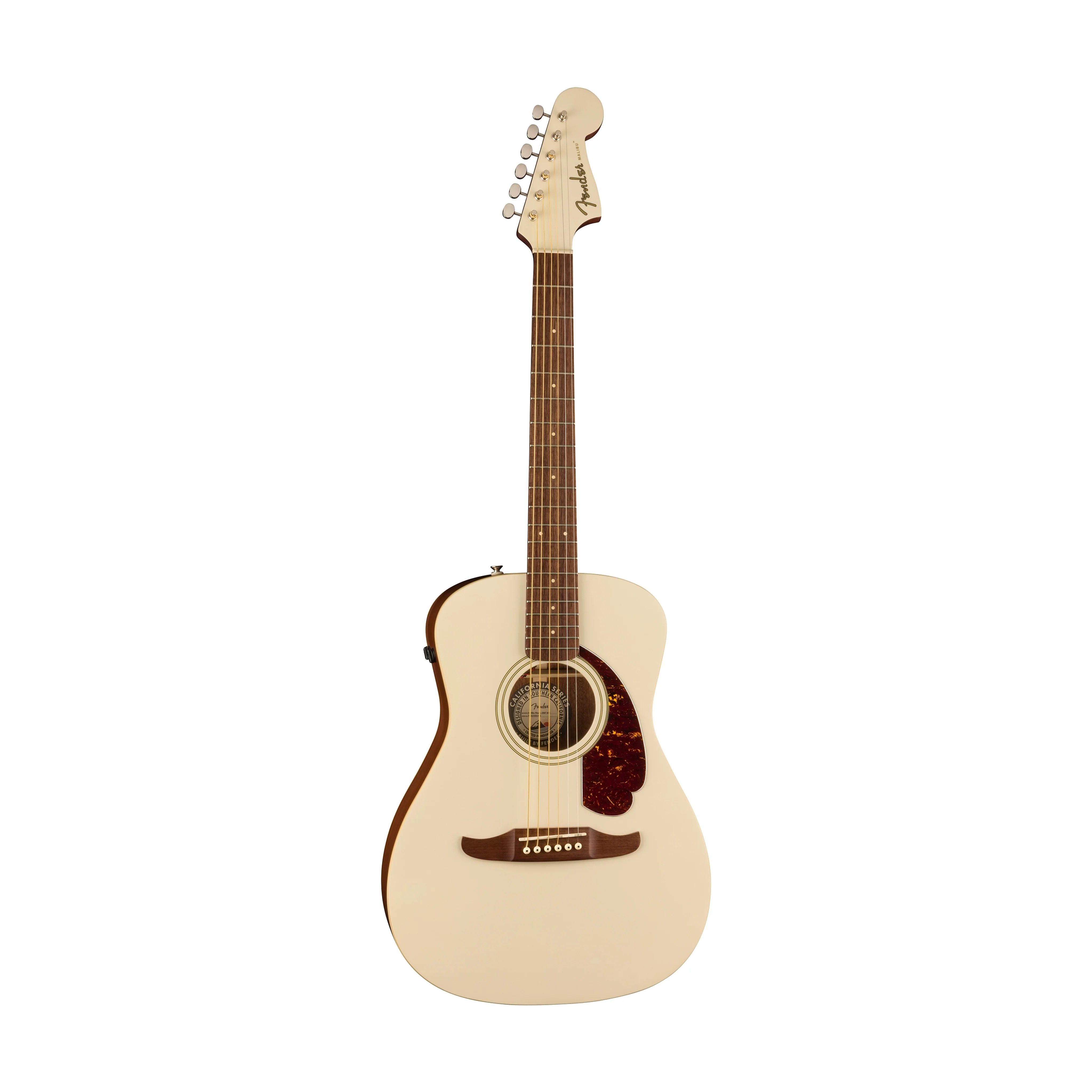 Fender California Malibu Player Small-Bodied Acoustic Guitar, Walnut FB, Olympic White - Image 3