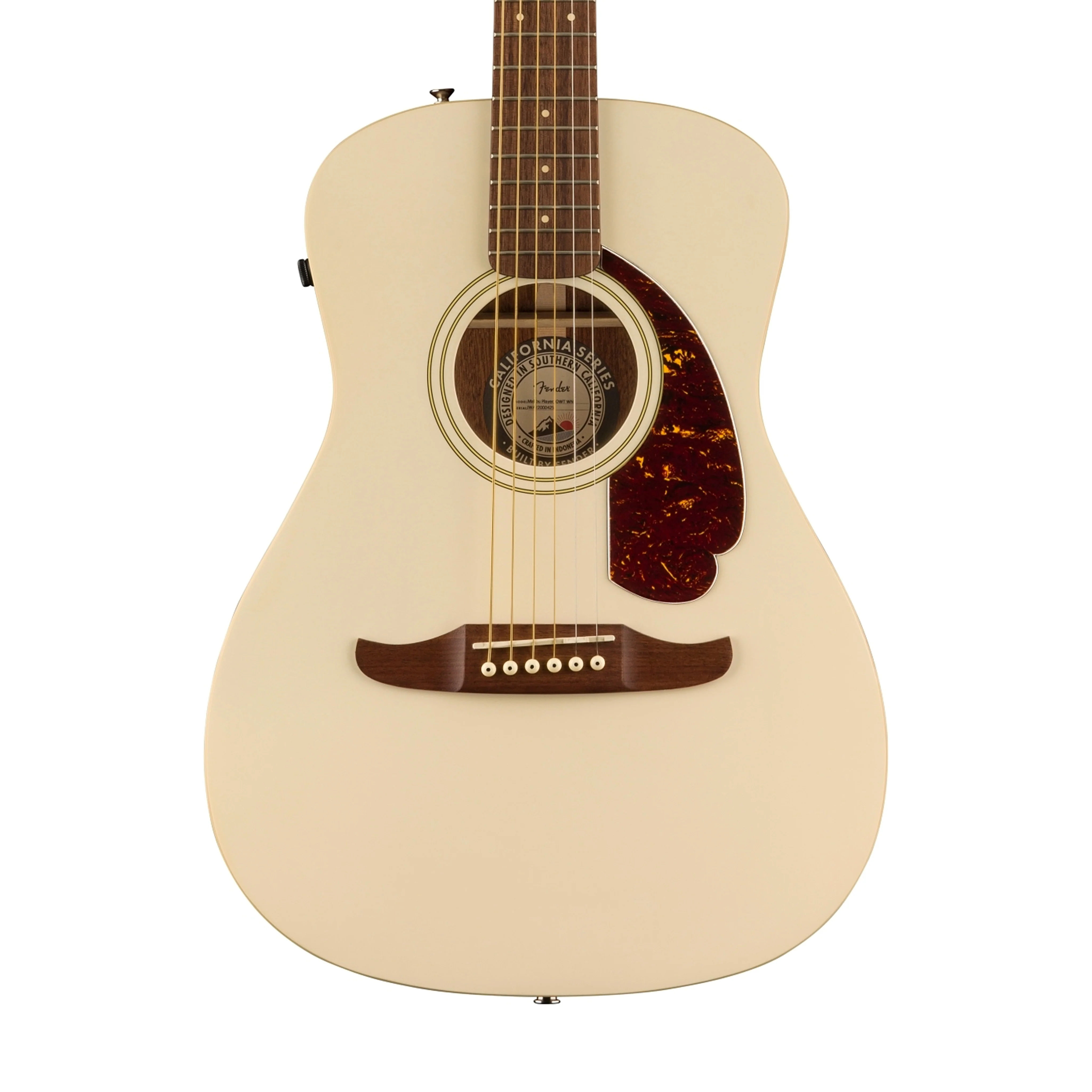 Fender California Malibu Player Small-Bodied Acoustic Guitar, Walnut FB, Olympic White - Image 4