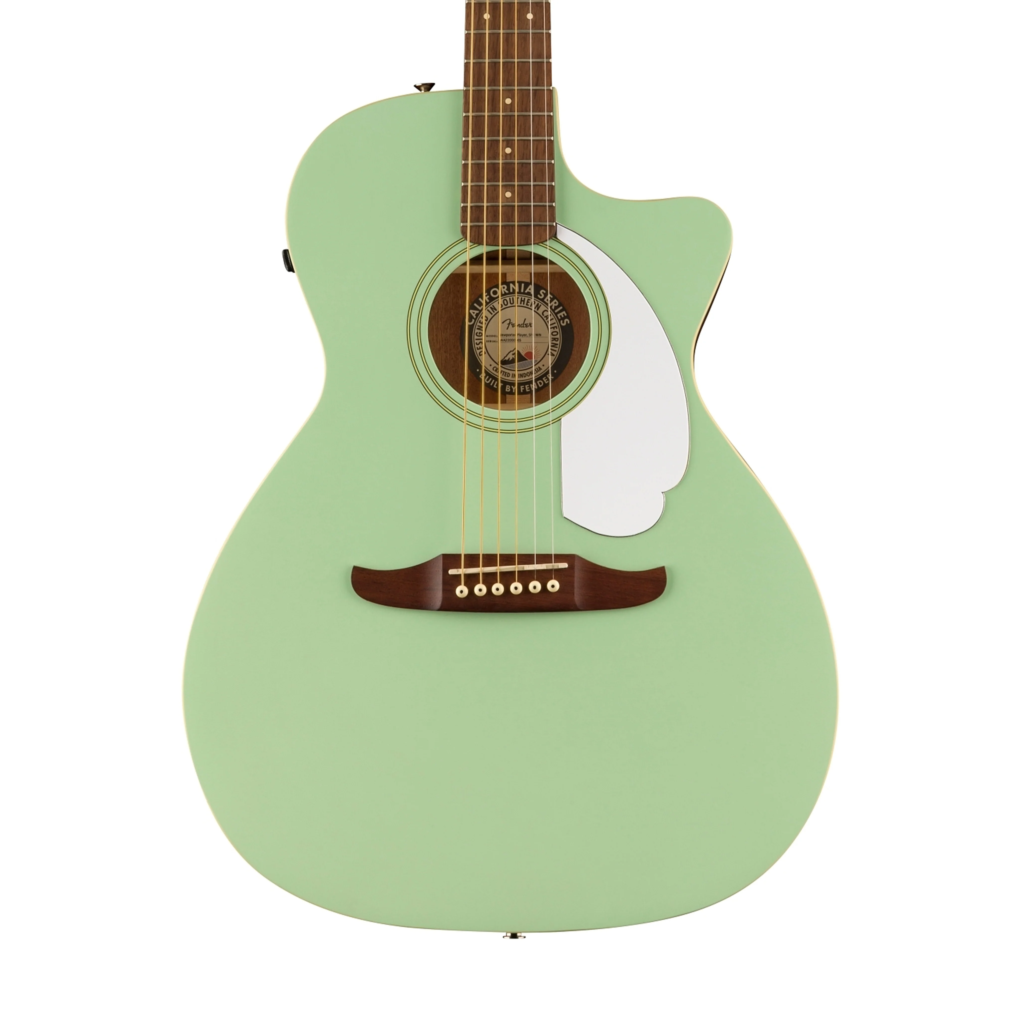 Fender California Newporter Player Medium-Sized Acoustic Guitar, Walnut FB, Surf Green - Image 4
