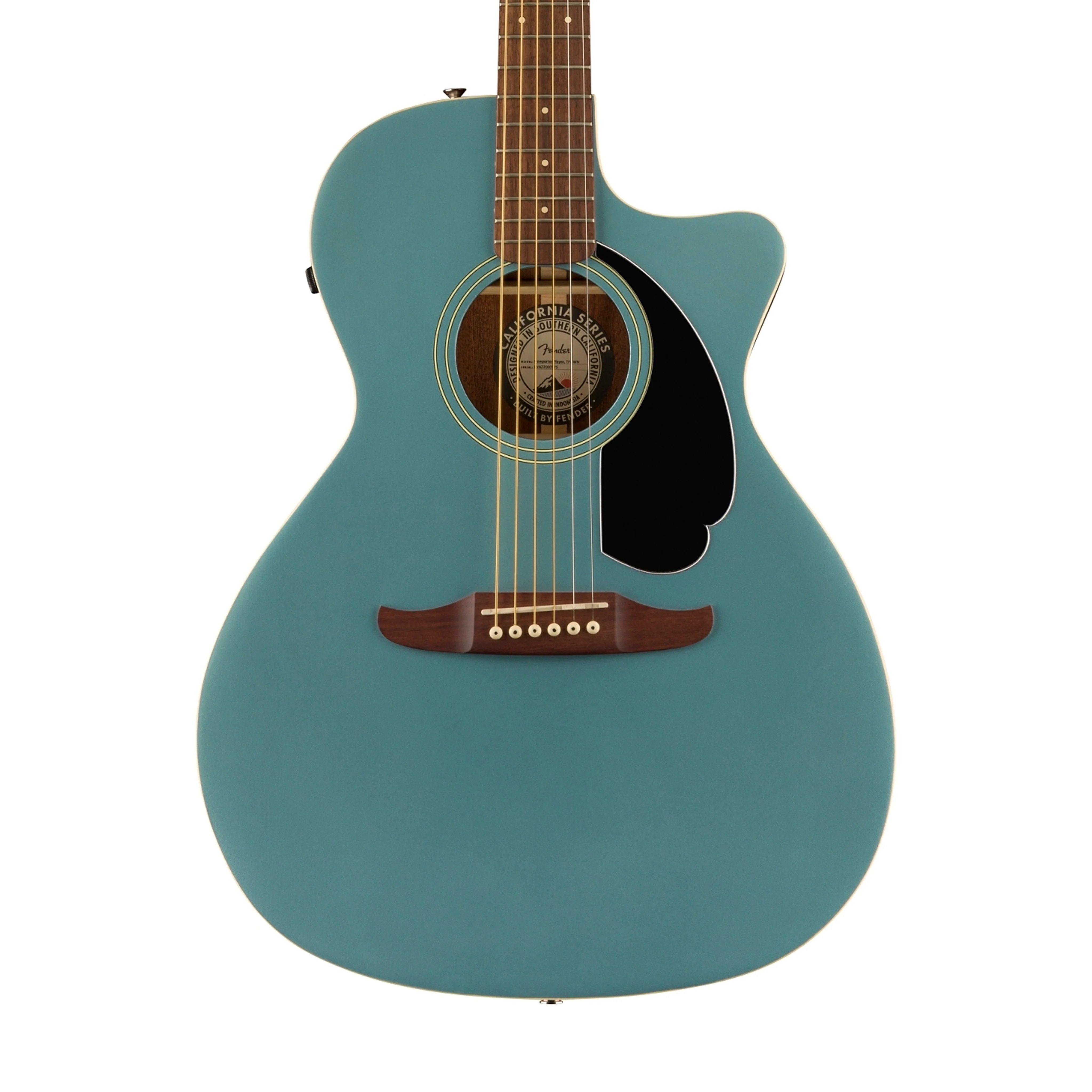 Fender California Newporter Player Medium-Sized Acoustic Guitar, Walnut FB, Tidepool - Image 4