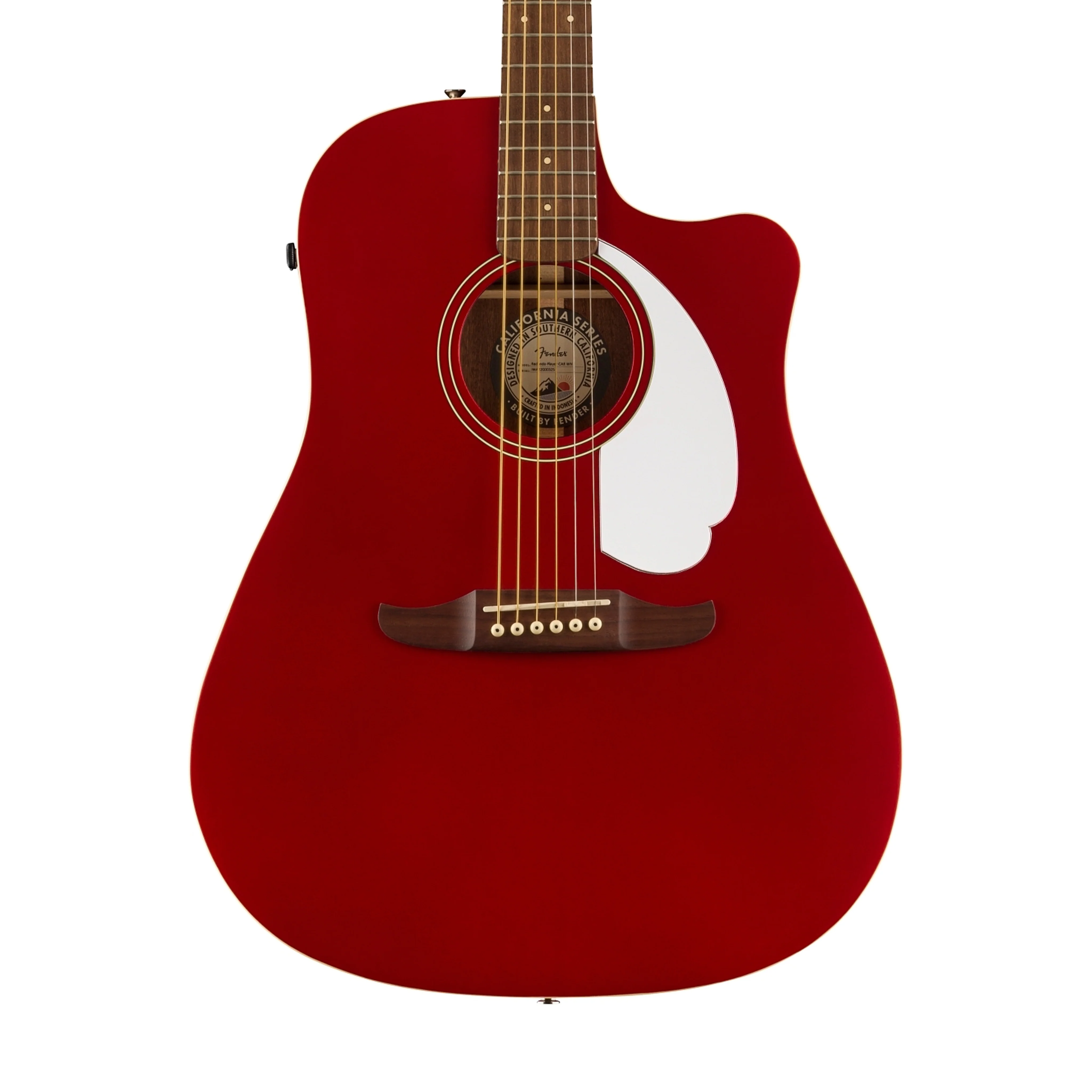 Fender California Redondo Player Acoustic Guitar, Walnut FB, Candy Apple Red - Image 4