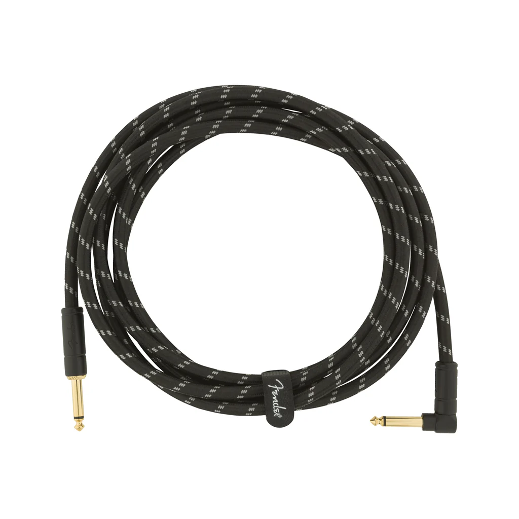 Fender Deluxe Series Angled Instrument Cable, 10ft, Black Tweed - Image 2