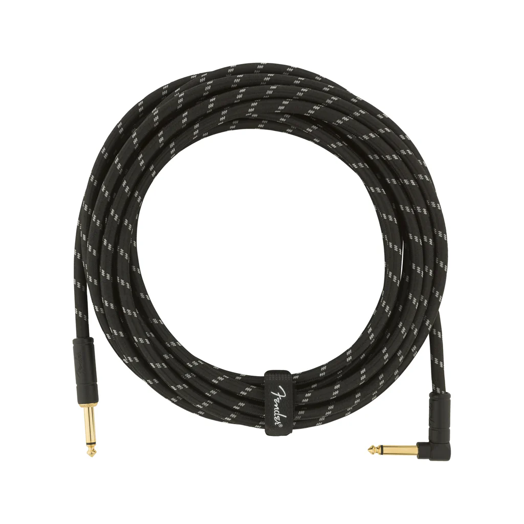 Fender Deluxe Series Angled Instrument Cable, 18.6ft, Black Tweed - Image 2