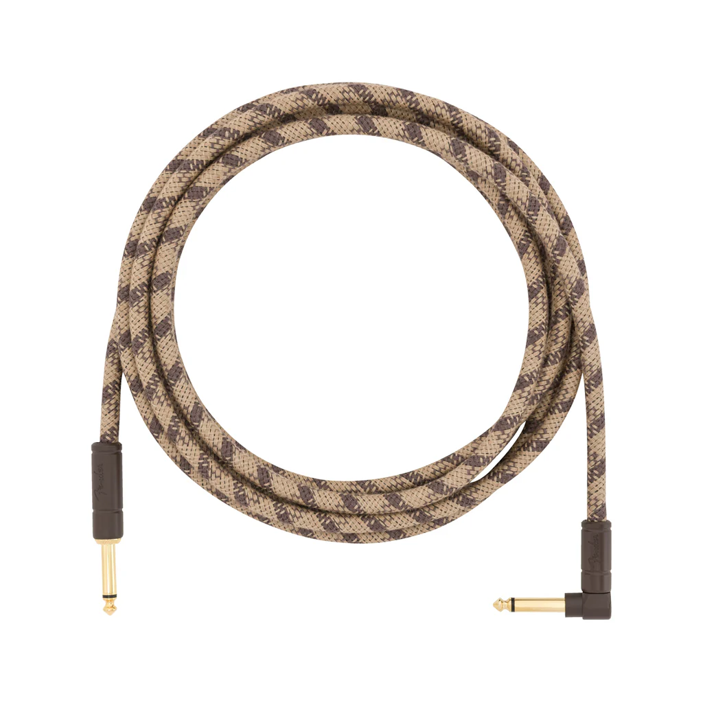 Fender Festival Hemp Angled Instrument Cable, 10ft, Pure Hemp, Brown Stripe - Image 2