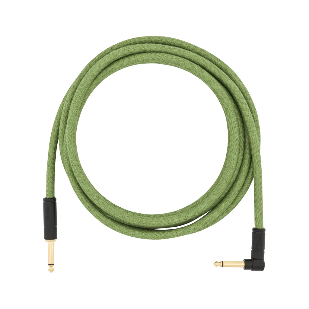 Fender Festival Hemp Angled Instrument Cable, 10ft, Pure Hemp, Green - Image 2