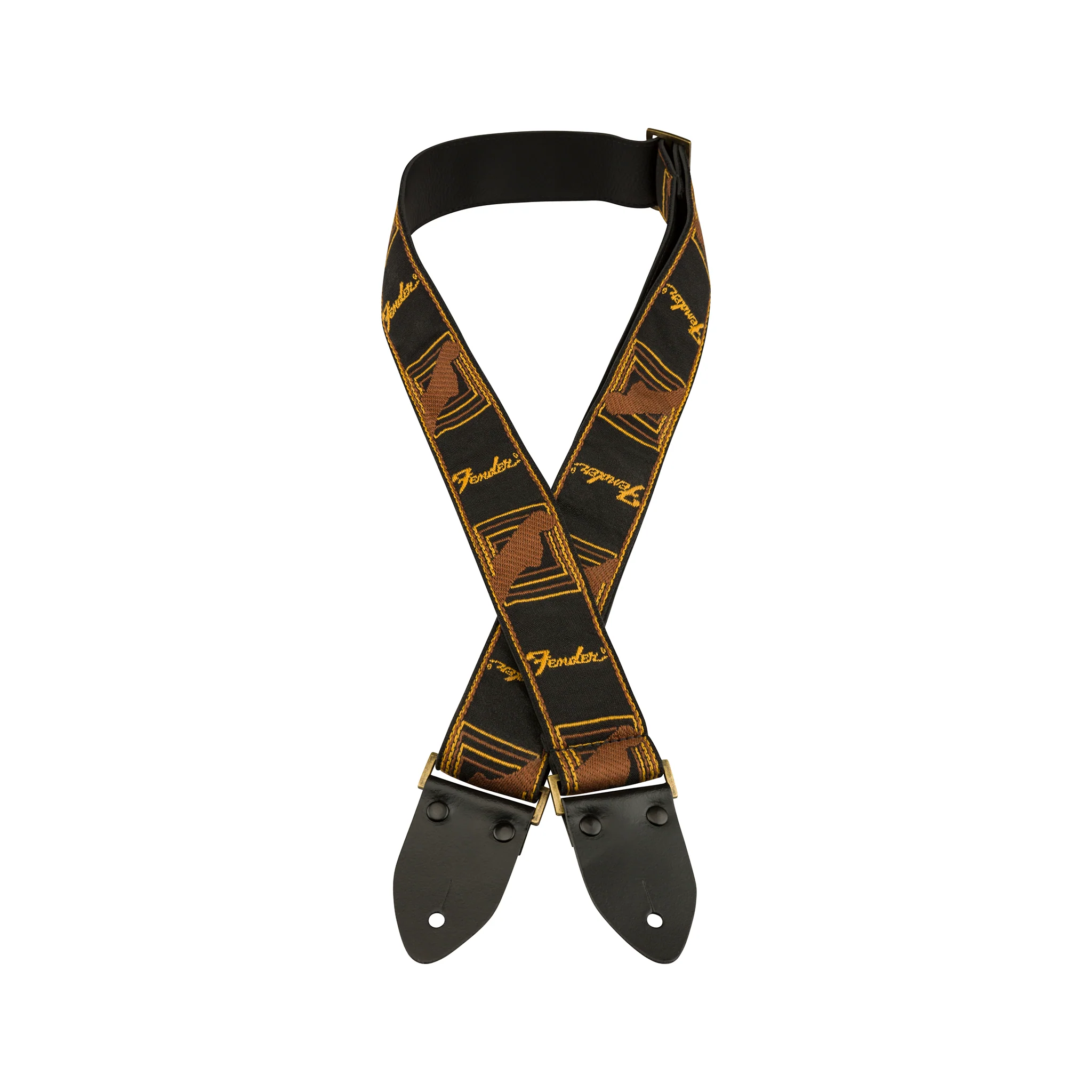 Fender Legacy Monogram Guitar Strap, Black/Yellow/Brown - Image 2