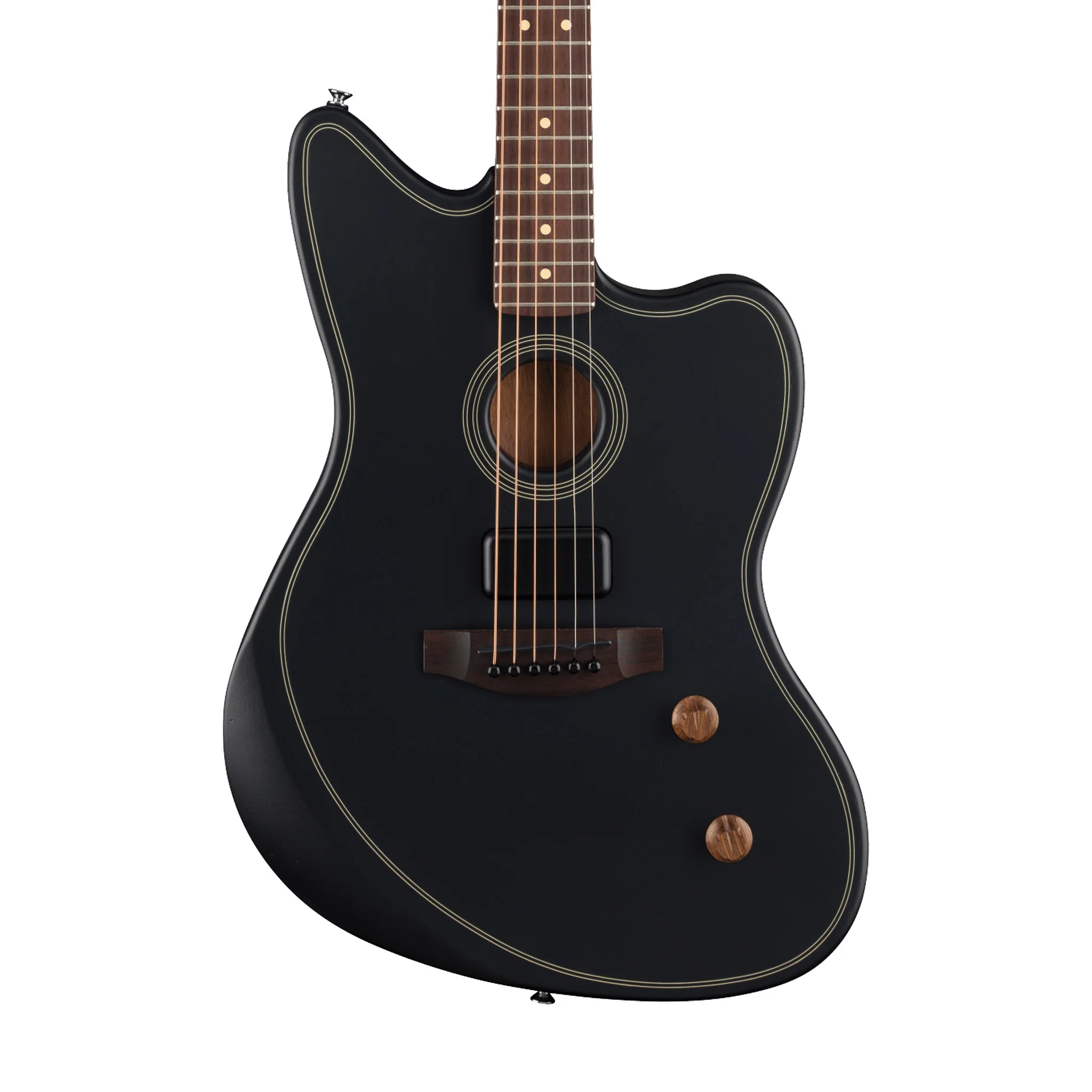 Fender Standard Acoustasonic Jazzmaster Guitar, RW FB, Black - Image 3