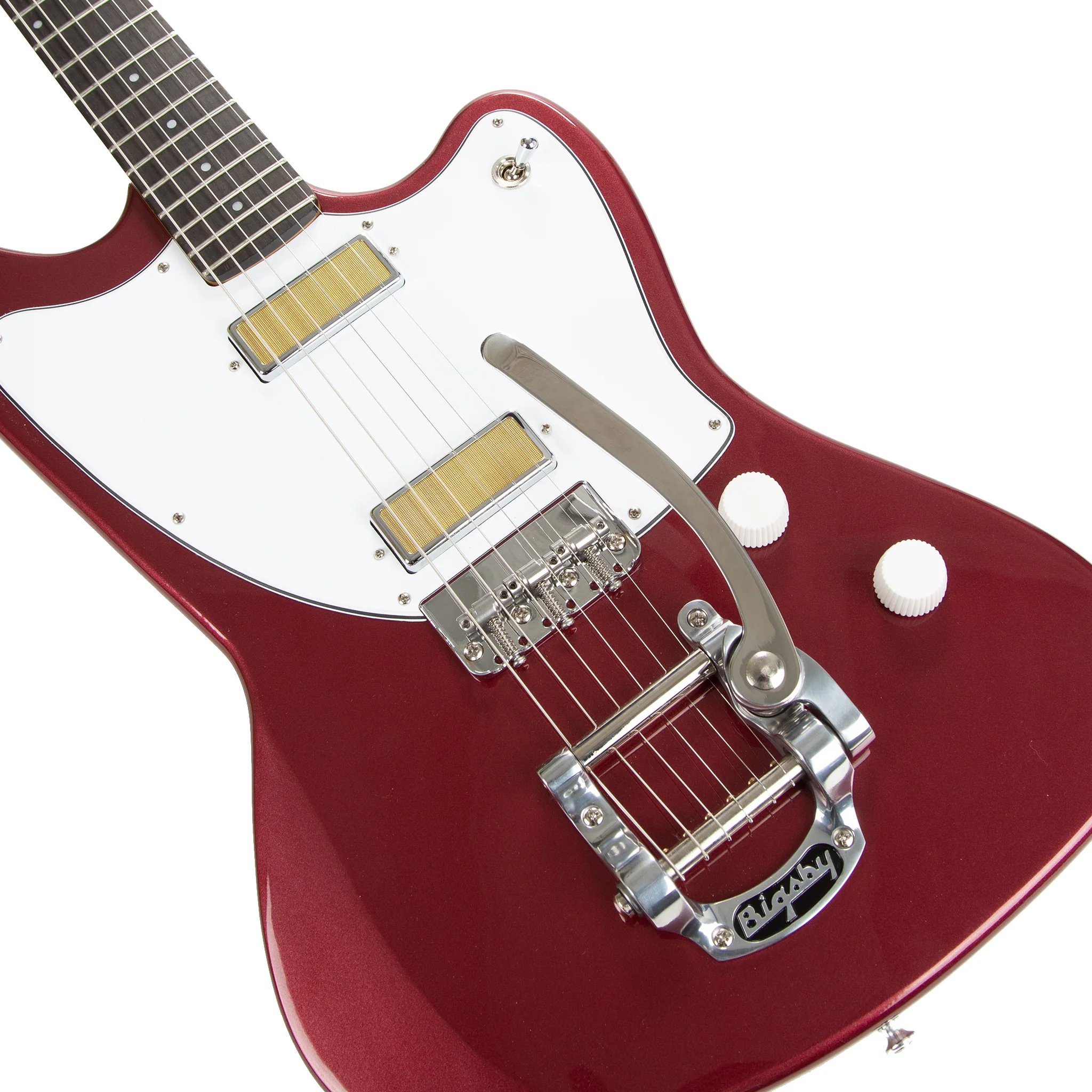 Harmony Standard Series Silhouette w/ Bigsby Electric Guitar w/Case, RW FB, Burgundy - Image 3