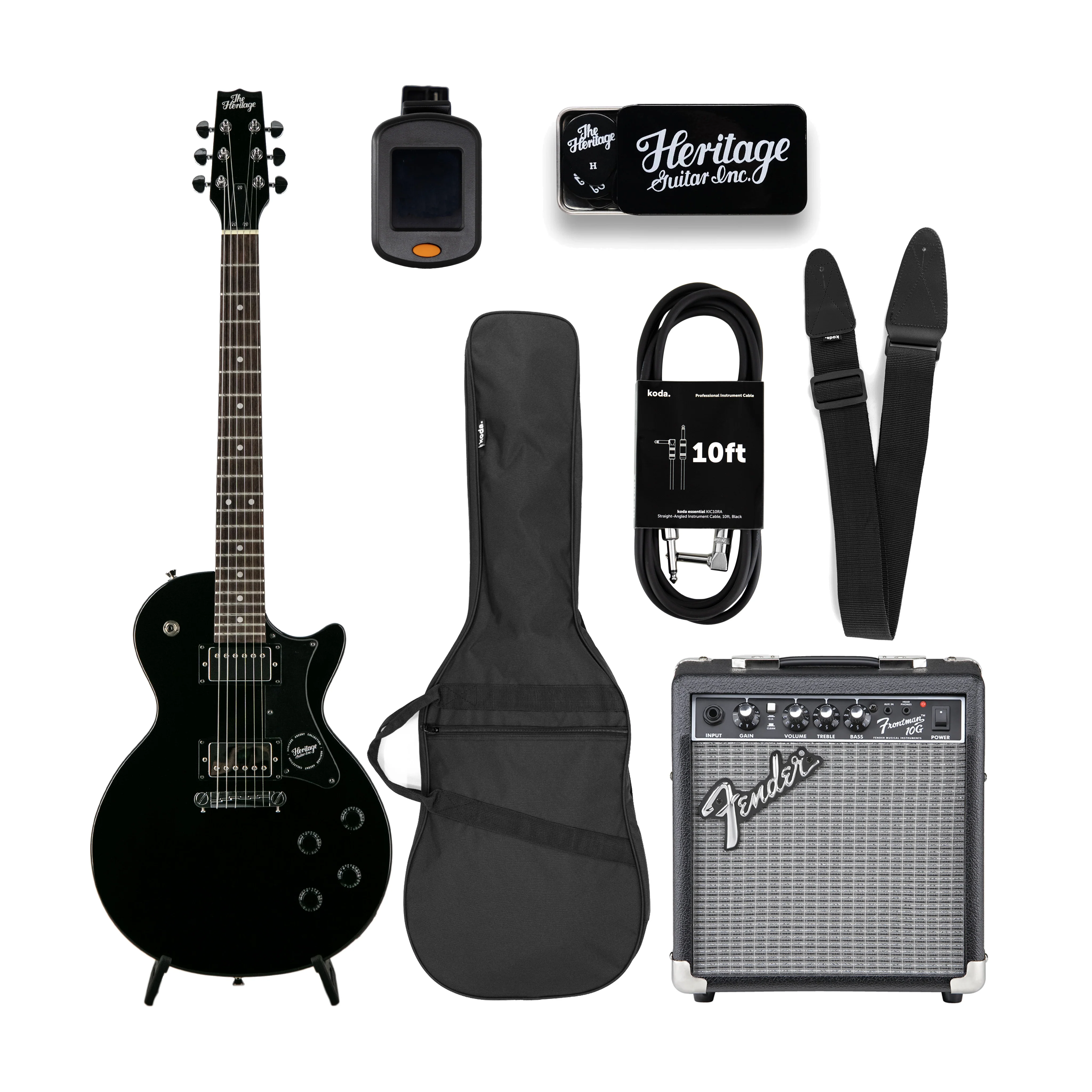 Heritage Ascent Collection H-137 Humbucker Electric Guitar Bundle, Black