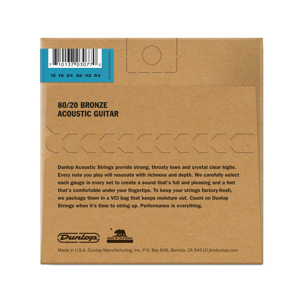 Jim Dunlop DAB1254 80/20 Bronze Acoustic Guitar Strings, Light, 12-54 - Image 2