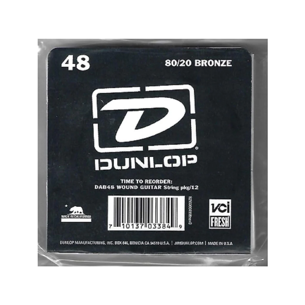 Jim Dunlop DAB48 80/20 Bronze Acoustic Guitar String, .048 - Image 2