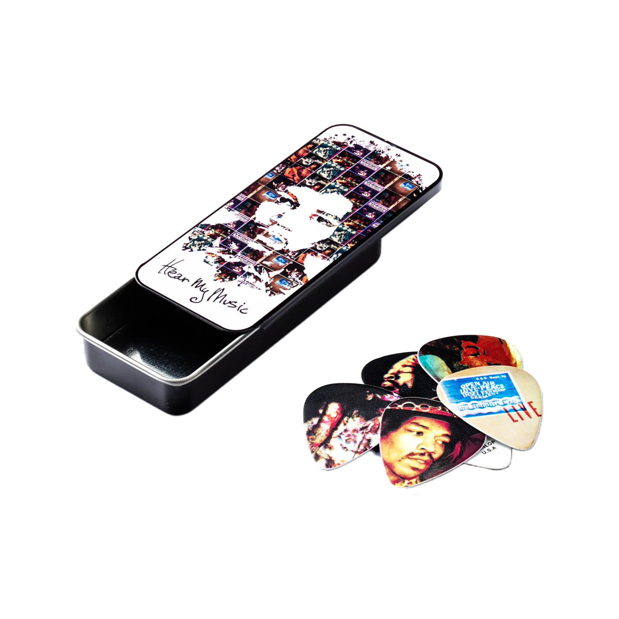 Jim Dunlop JHPT07M Jimi Hendrix Hear My Music Pick Tin, Medium