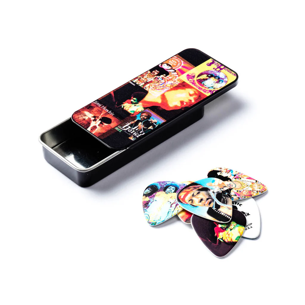 Jim Dunlop JHPT08H Jimi Hendrix Hendrix Montage Heavy Pick Tin