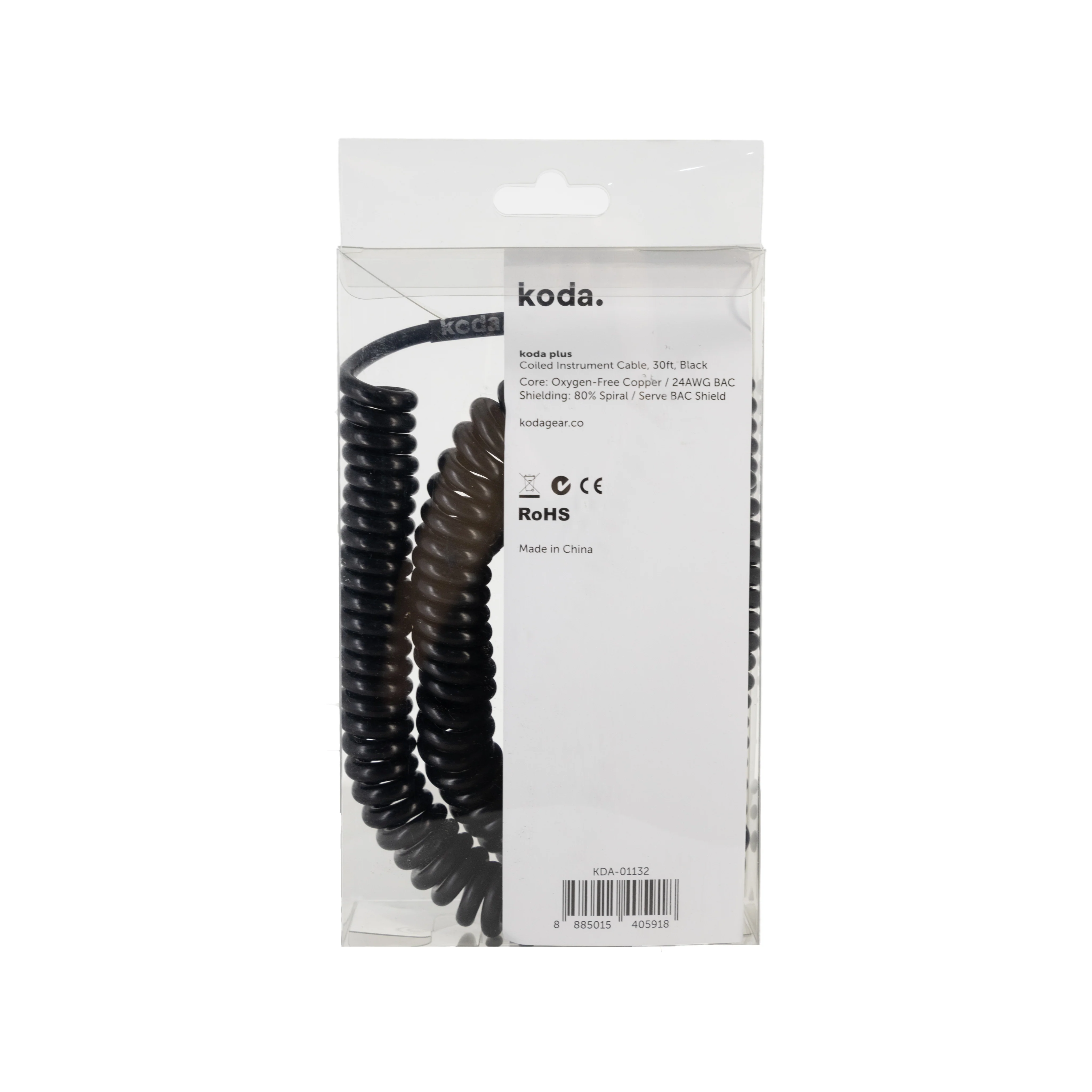 koda plus Coiled Instrument Cable, 30ft, Black - Image 2