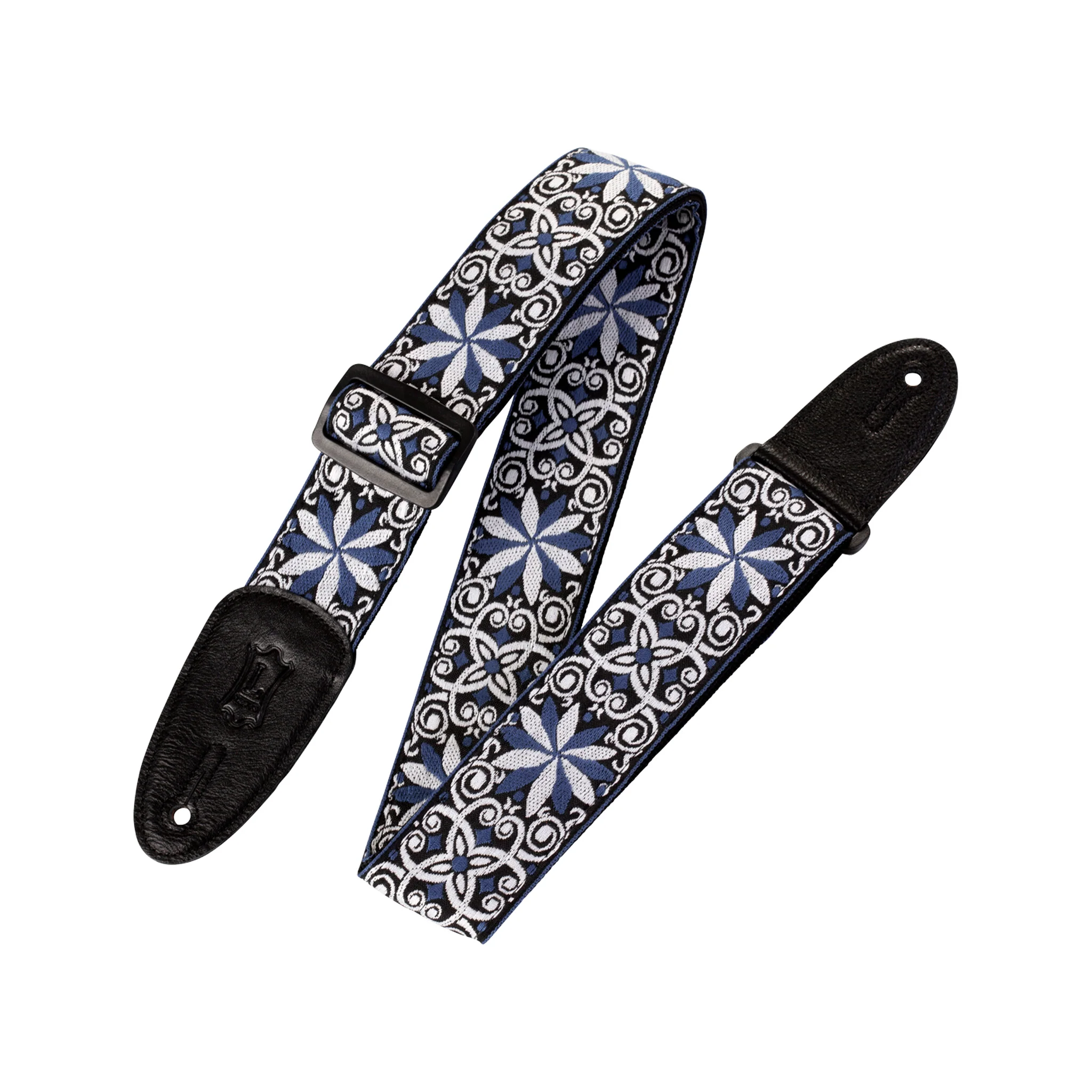 Levy's M8HT-10 2-Inch Jacquard Weave Guitar Strap, Blue & White Floral