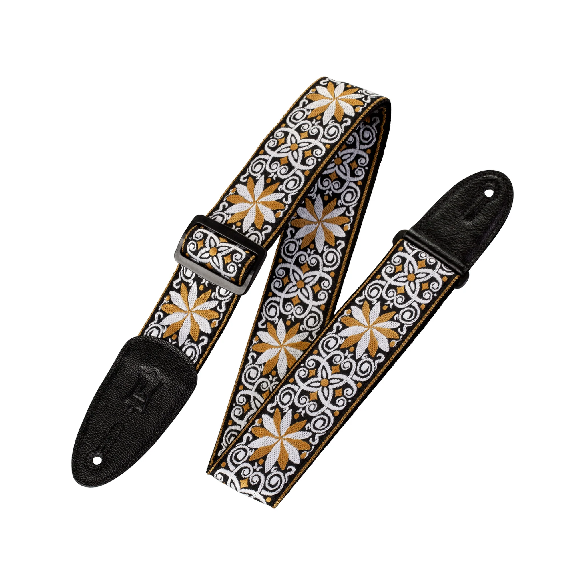 Levy's M8HT-13 2-Inch Jacquard Weave Guitar Strap, Yellow & White Floral
