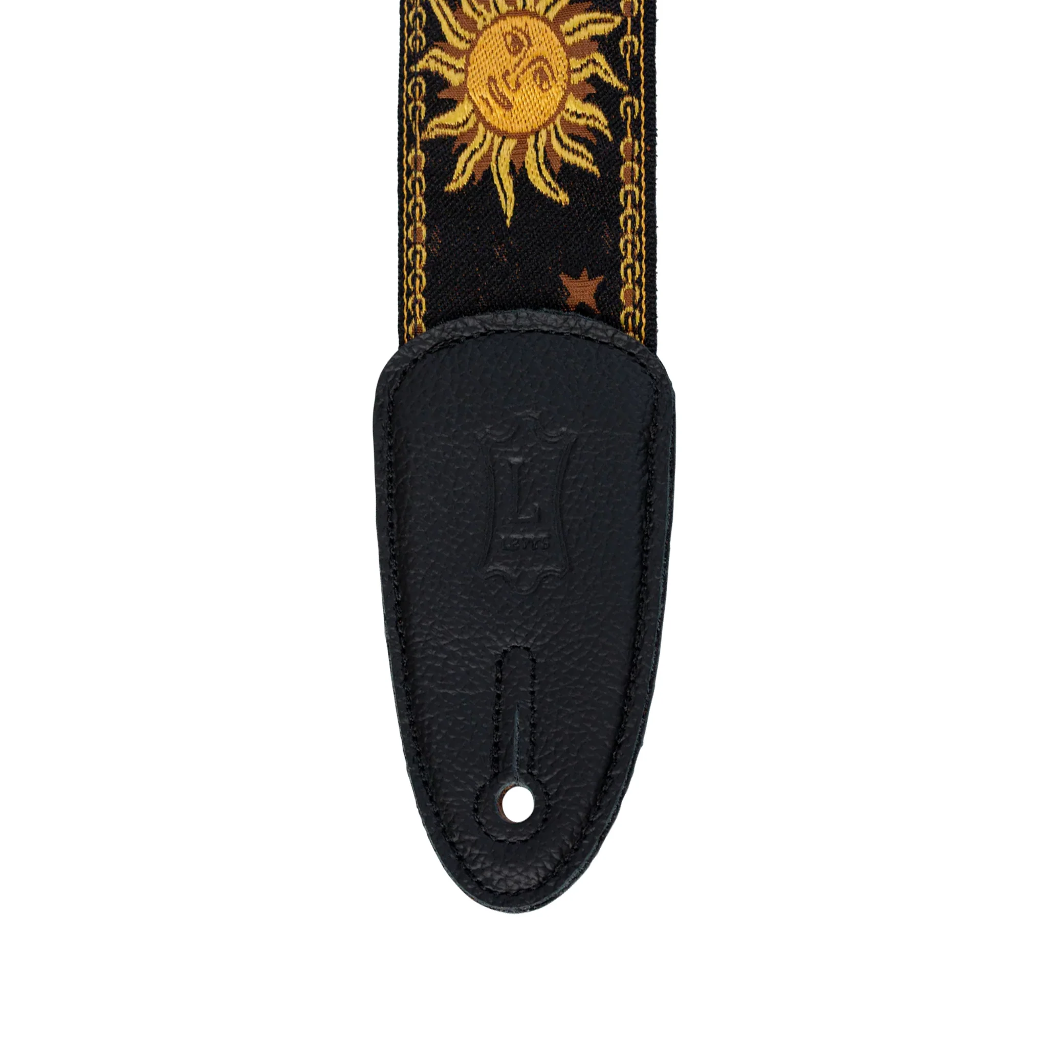 Levy's MPJG 2inch Woven Guitar Strap, Yellow-on-Black Sun Motif - Image 3